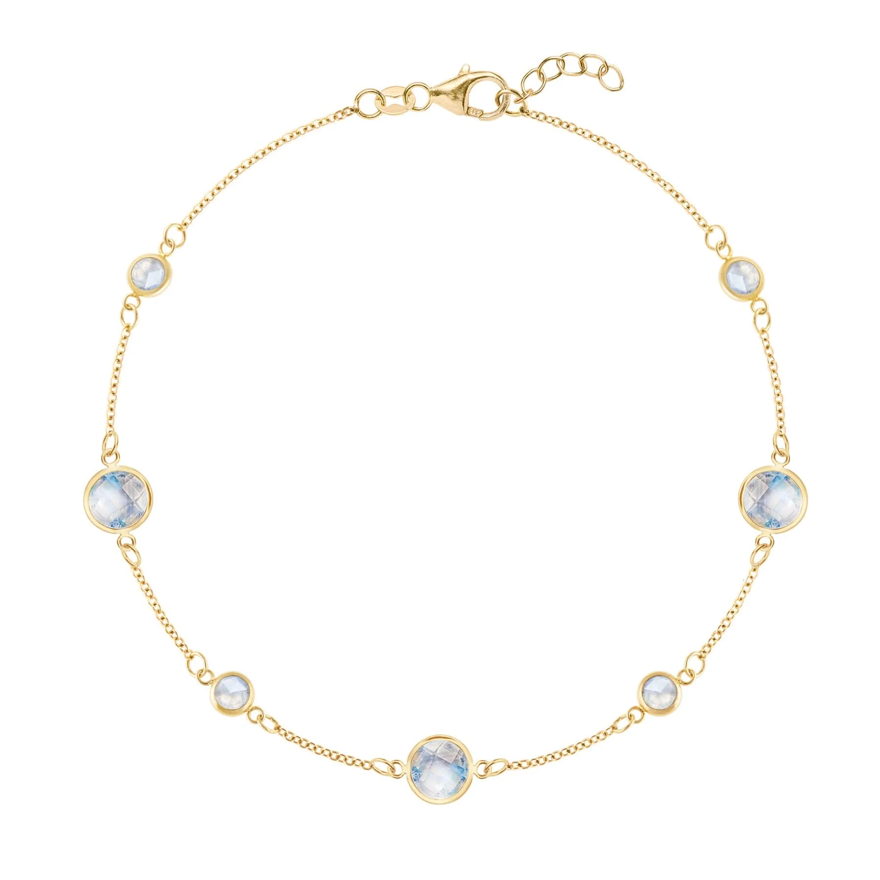 Bayberry Grand & Petite 7 Moonstone Bracelet in 14k Gold (June)