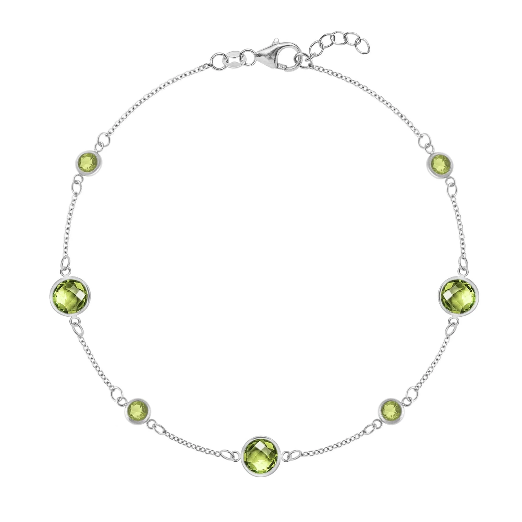 Bayberry Grand & Petite 7 Peridot Bracelet in 14k Gold (August) - Image 5