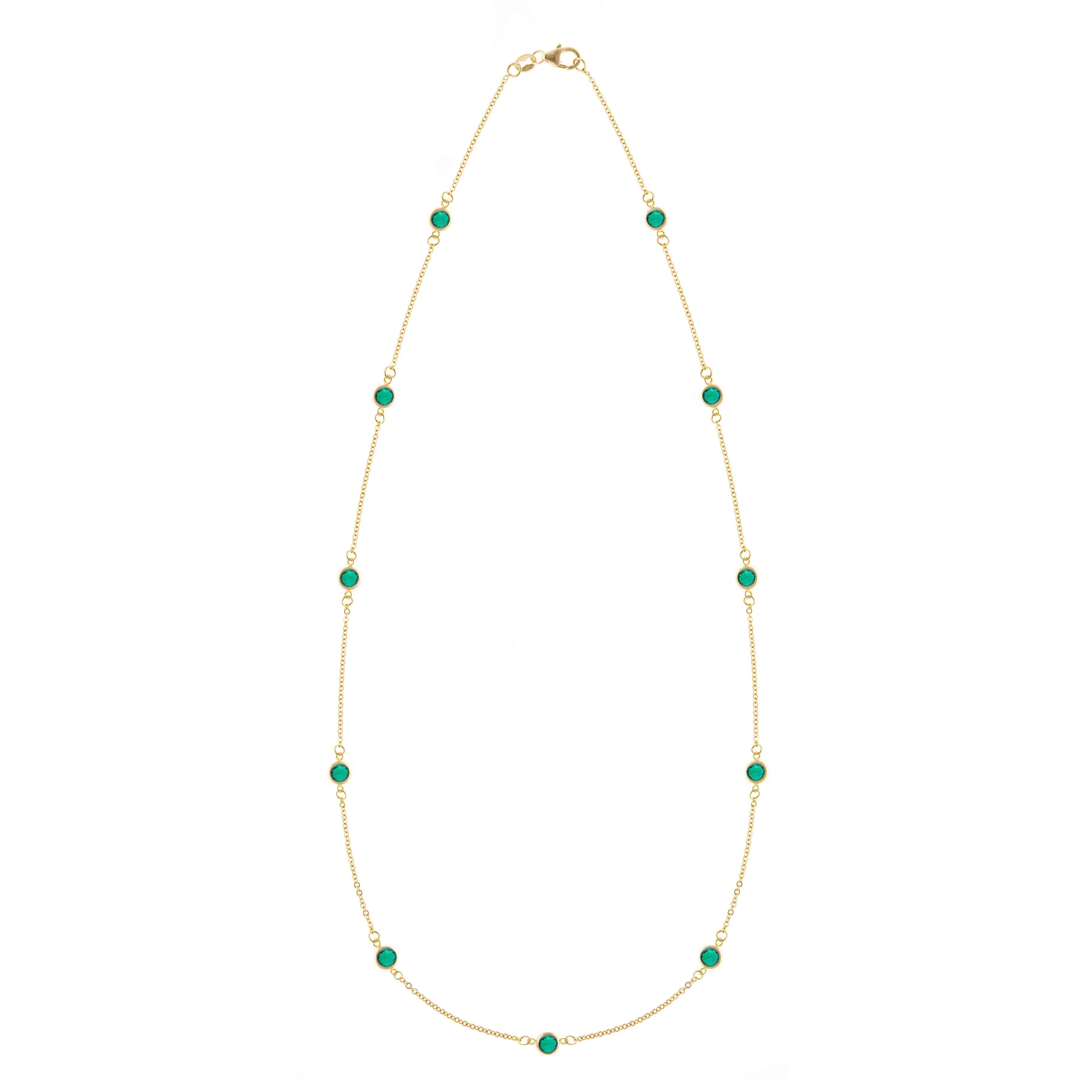 Bayberry 11 Emerald Necklace in 14k Gold (May)