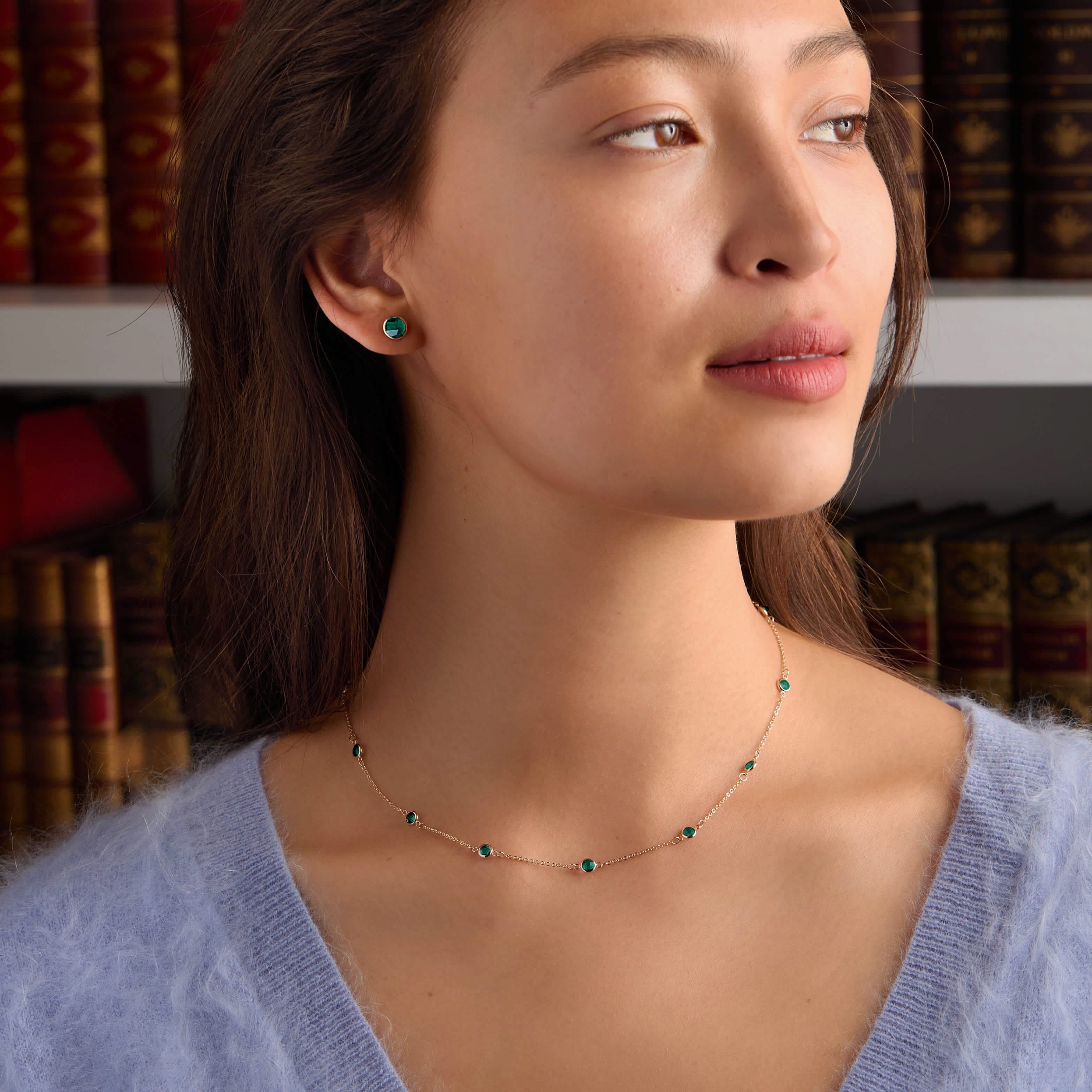 Bayberry 11 Emerald Necklace in 14k Gold (May) - Image 2