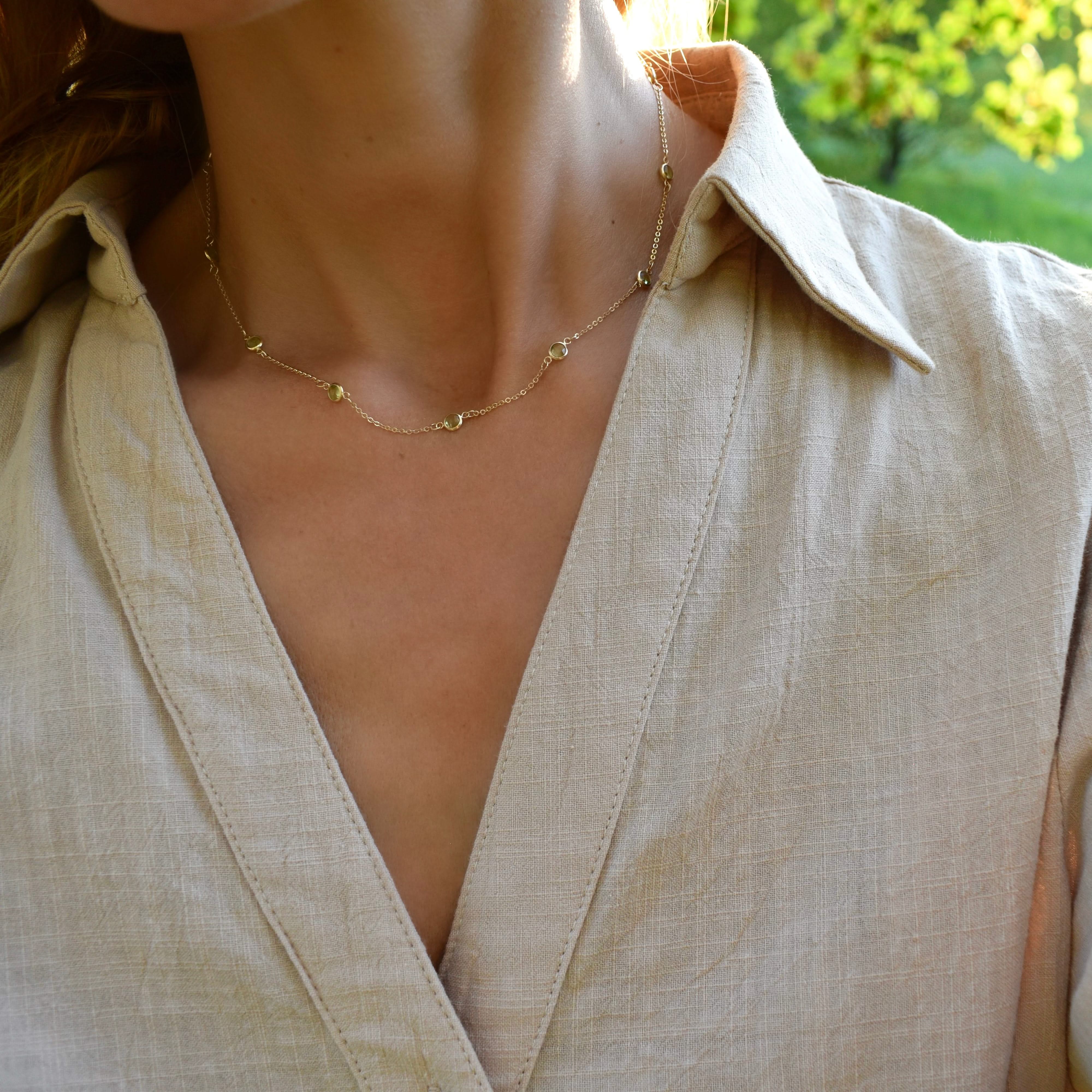 Bayberry 11 Peridot Necklace in 14k Gold (August) - Image 6