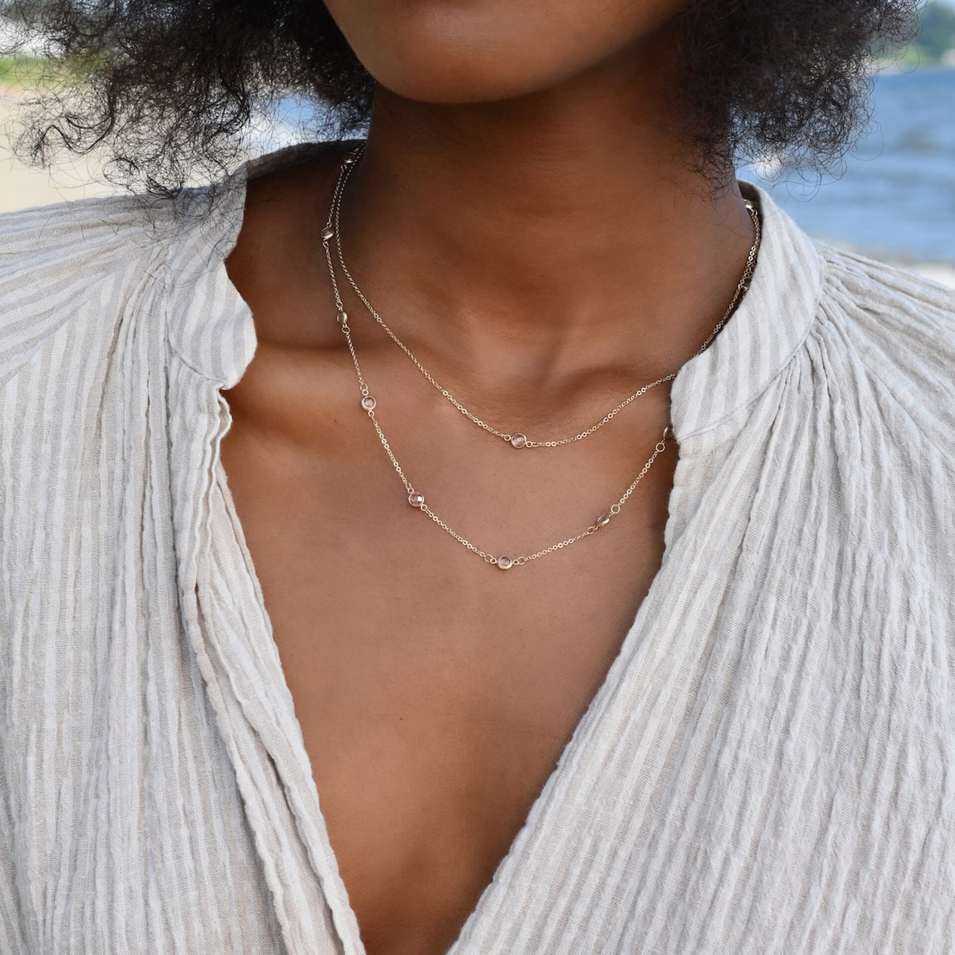 Bayberry 11 White Topaz Necklace in 14k Gold (April) - Image 8