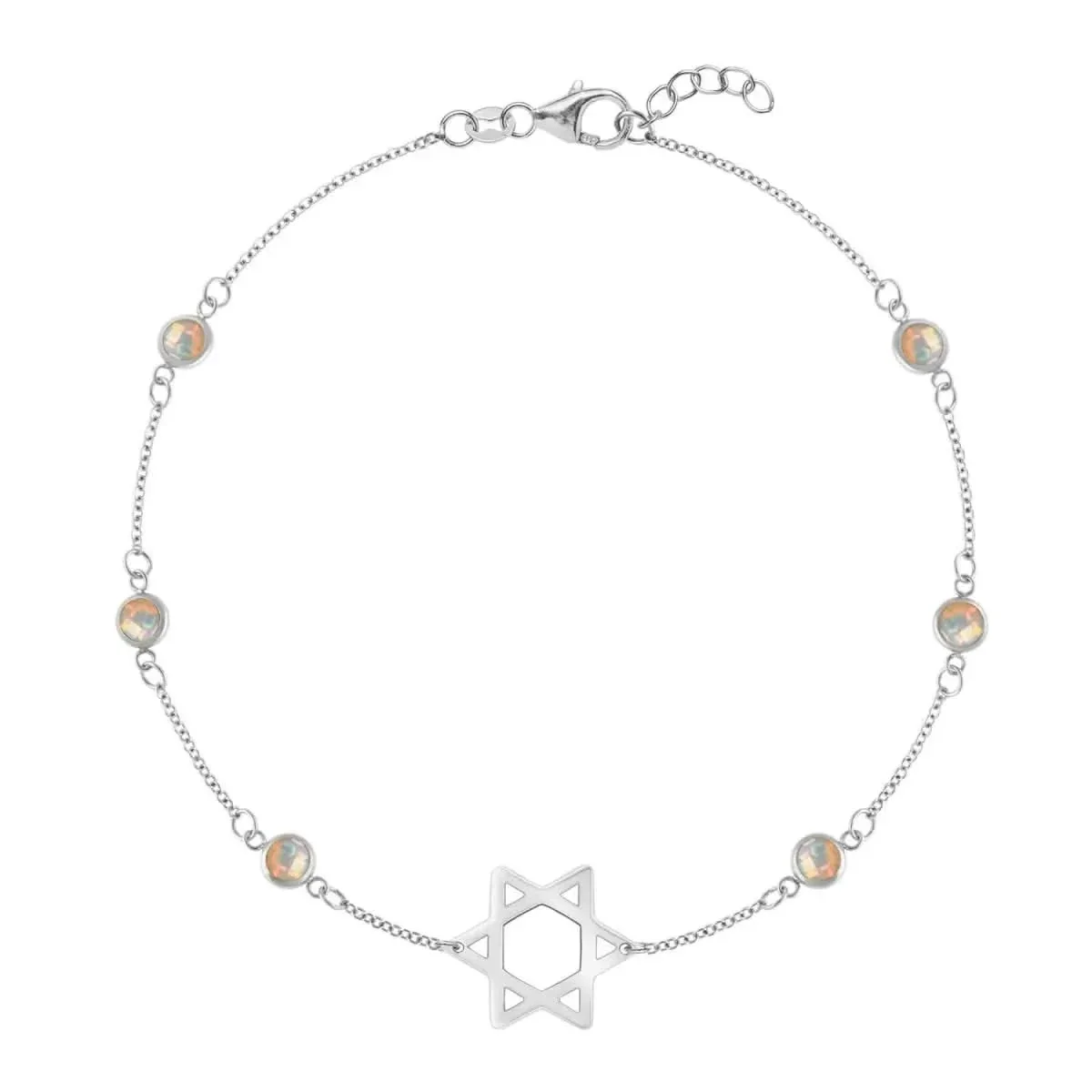 Bayberry Opal Star of David Bracelet in 14k Gold (October) - Image 5