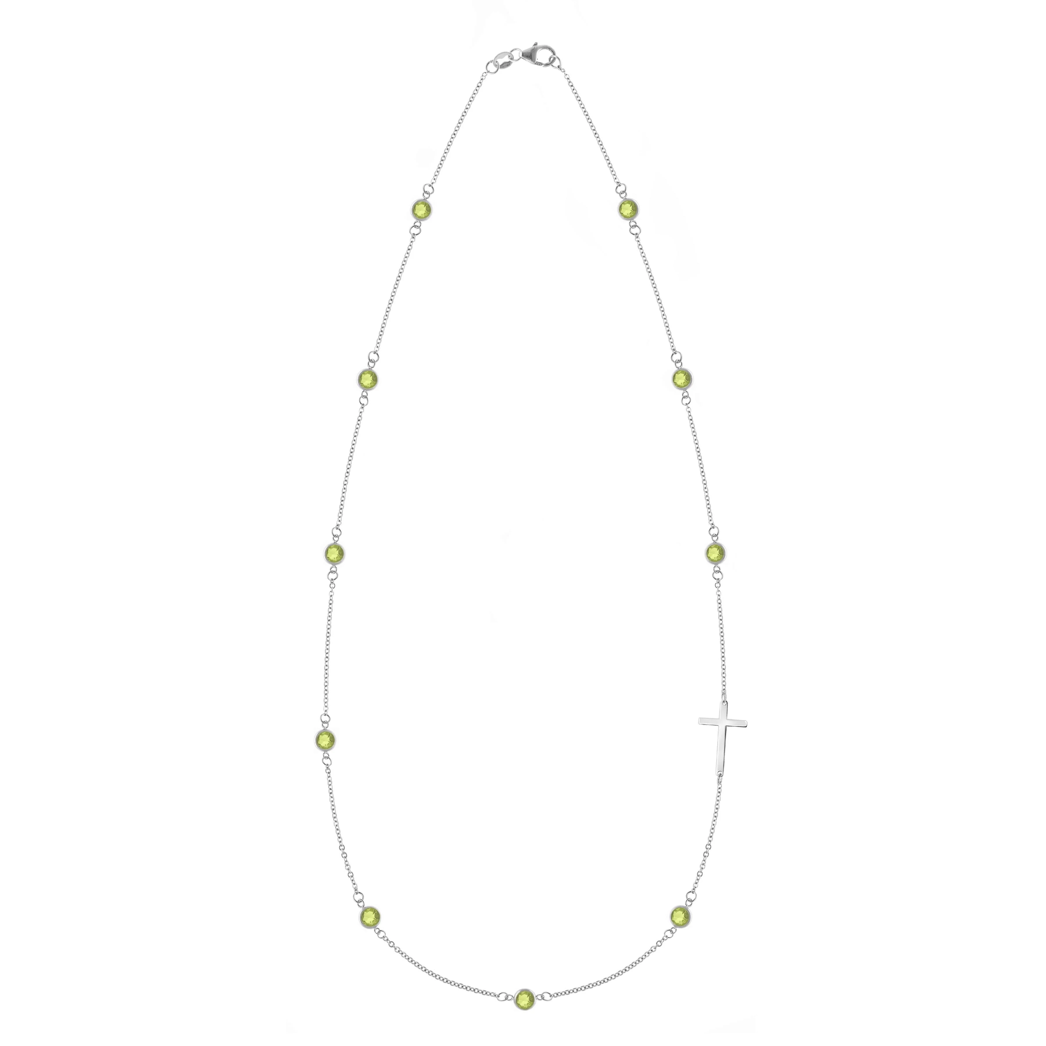 Bayberry Peridot Birthstone Cross Necklace in 14k Gold (August) - Image 5