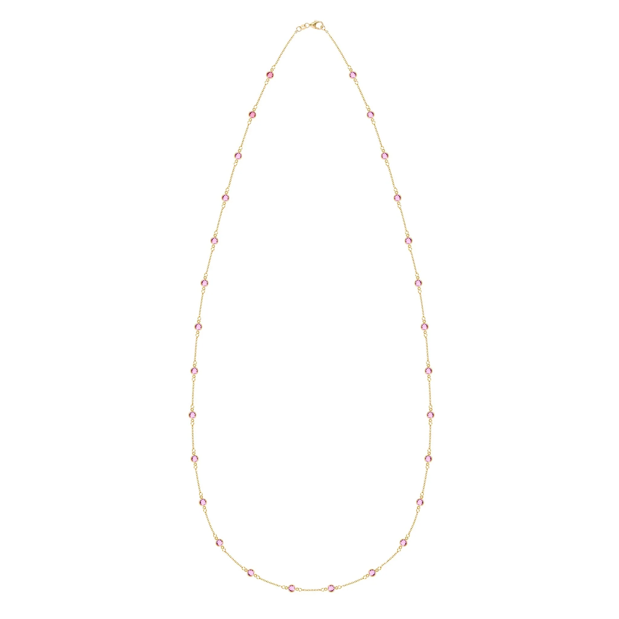 Bayberry Pink Sapphire Long Necklace in 14k Gold (October) - Image 4