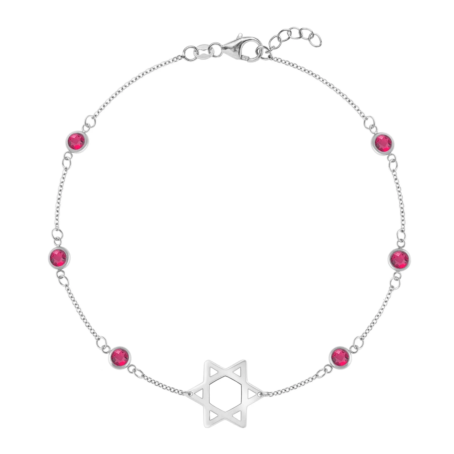 Bayberry Ruby Star of David Bracelet in 14k Gold (July) - Image 5