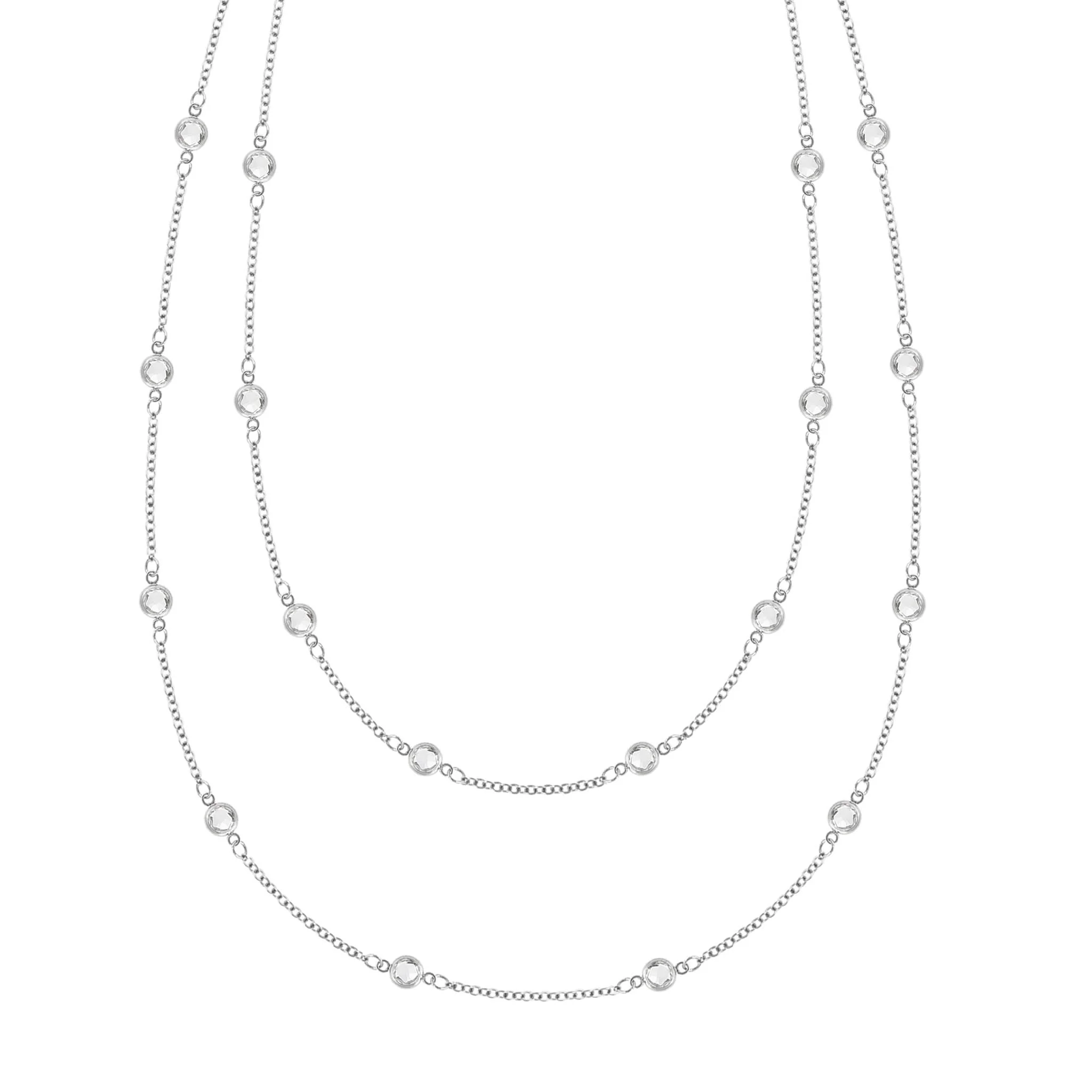 Bayberry White Topaz Long Necklace in 14k Gold (April) - Image 7