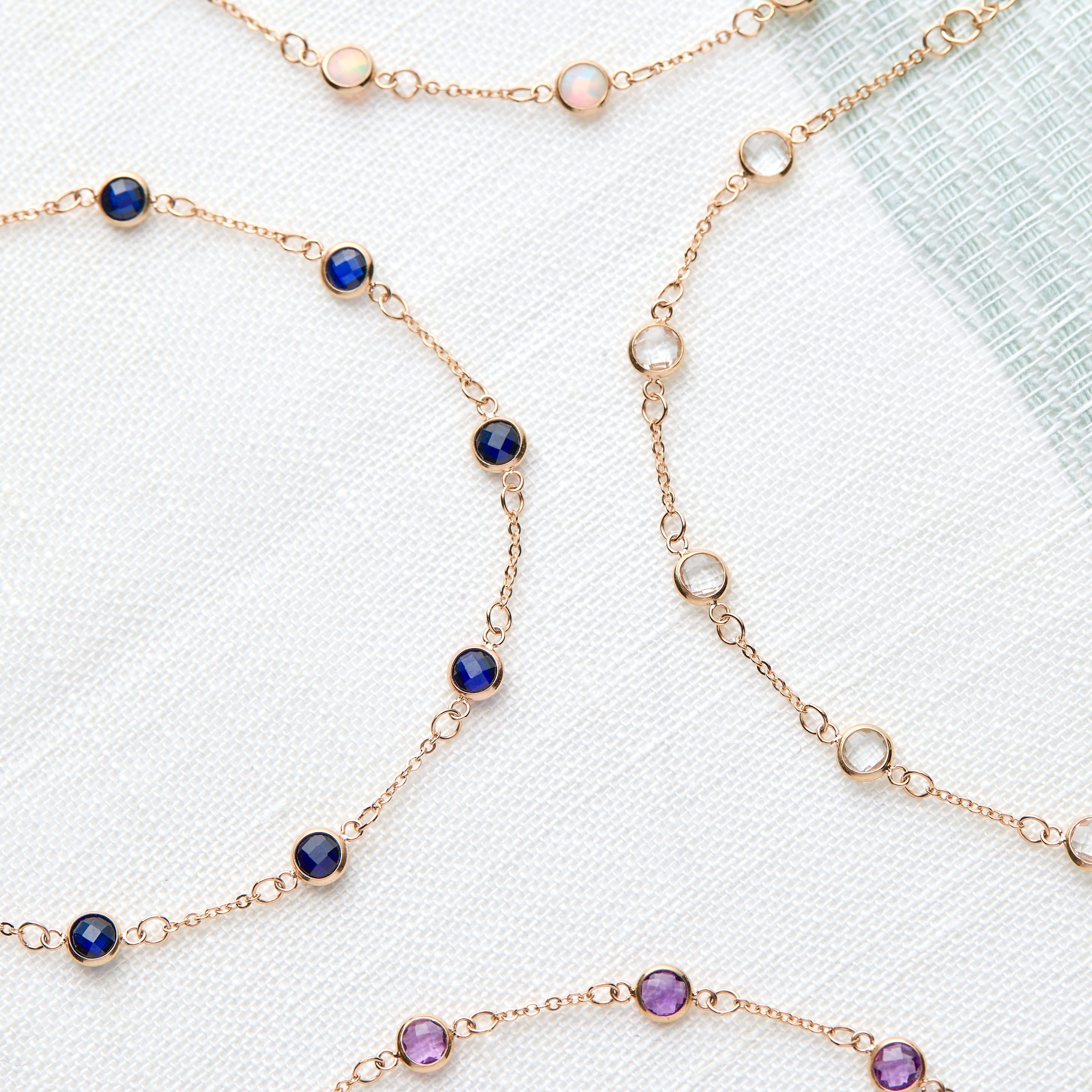 Petite 7 Birthstone Bracelet in 14k Gold - Image 8