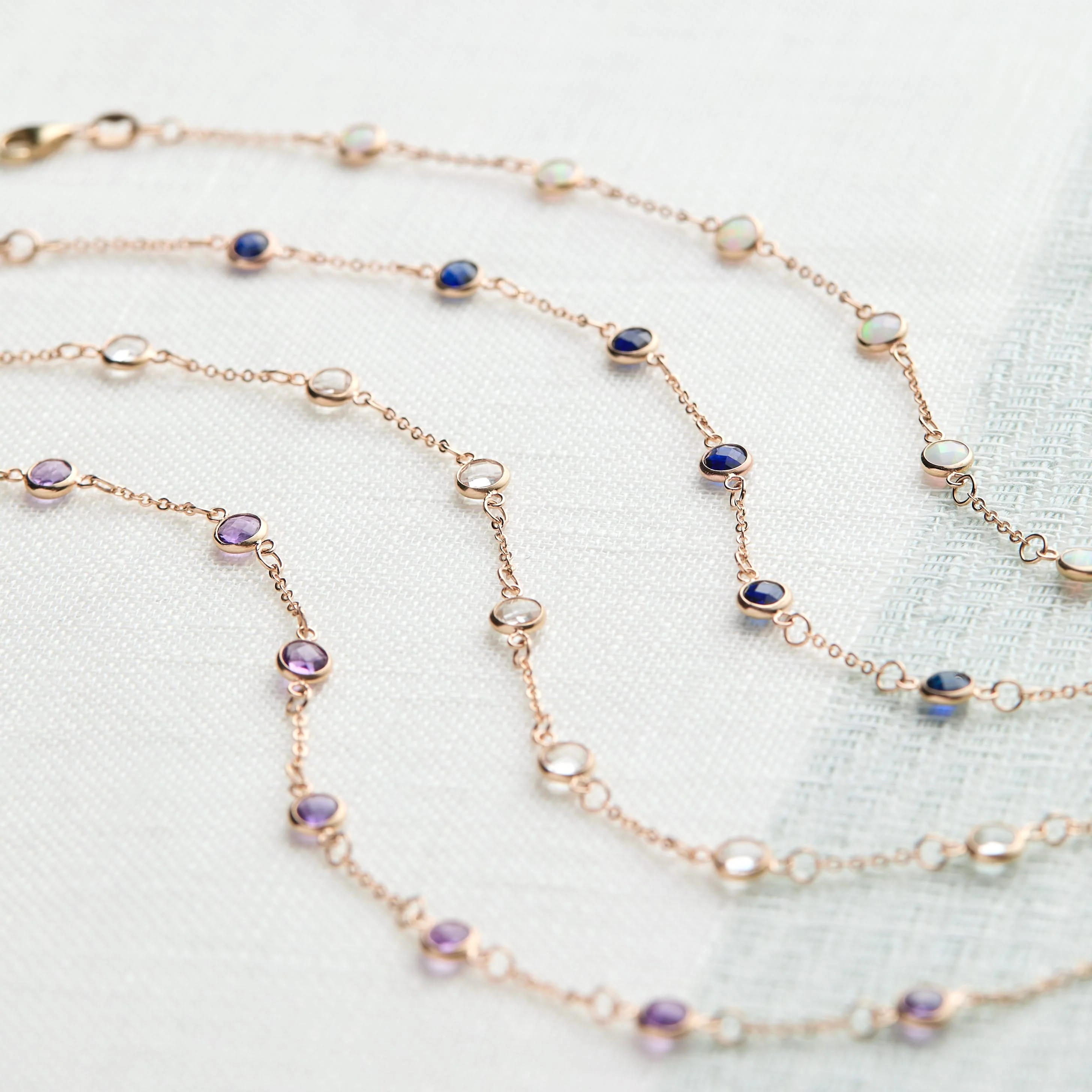 Petite 7 Birthstone Bracelet in 14k Gold - Image 9