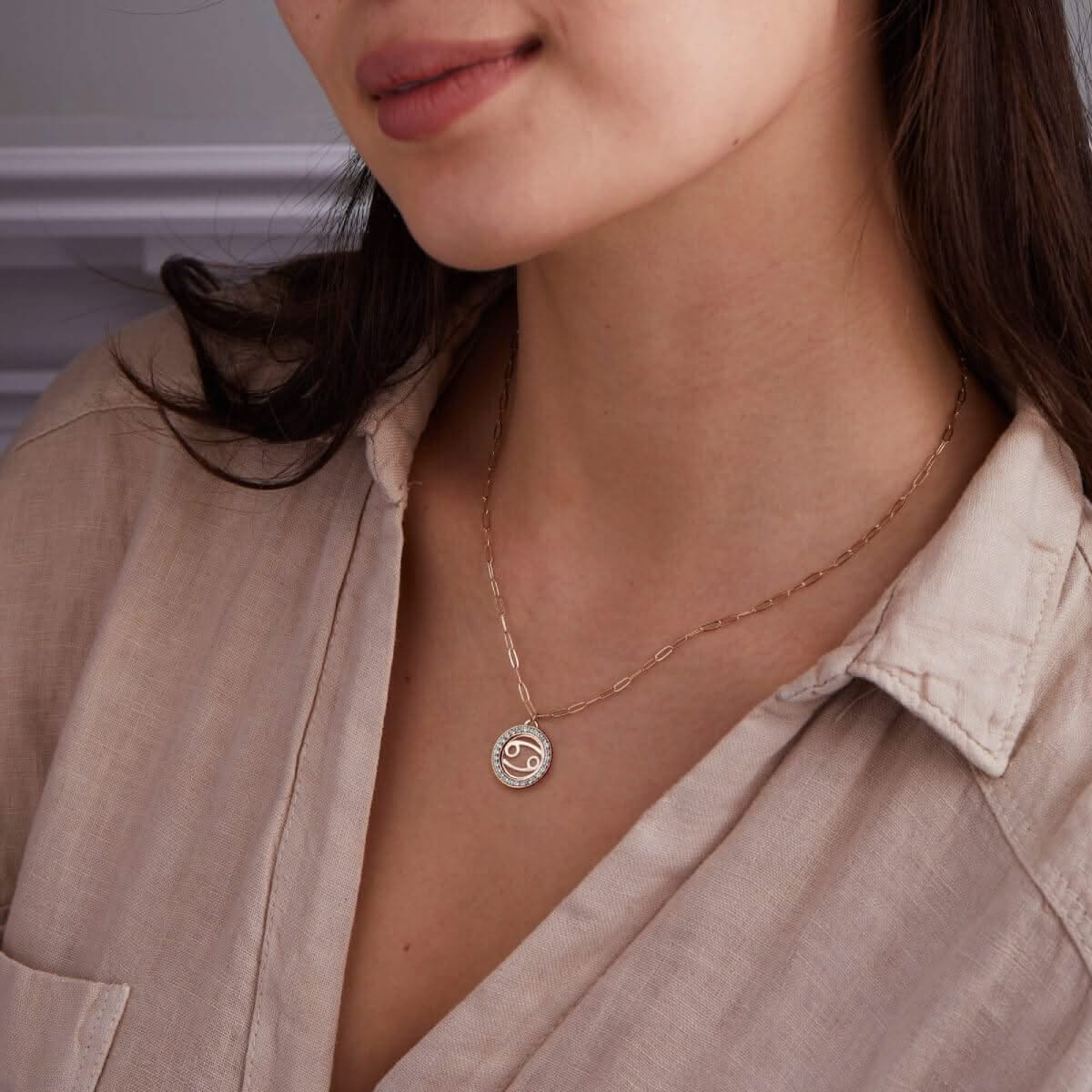 Cancer & Birthstone Pendant in 14k Gold - Image 2