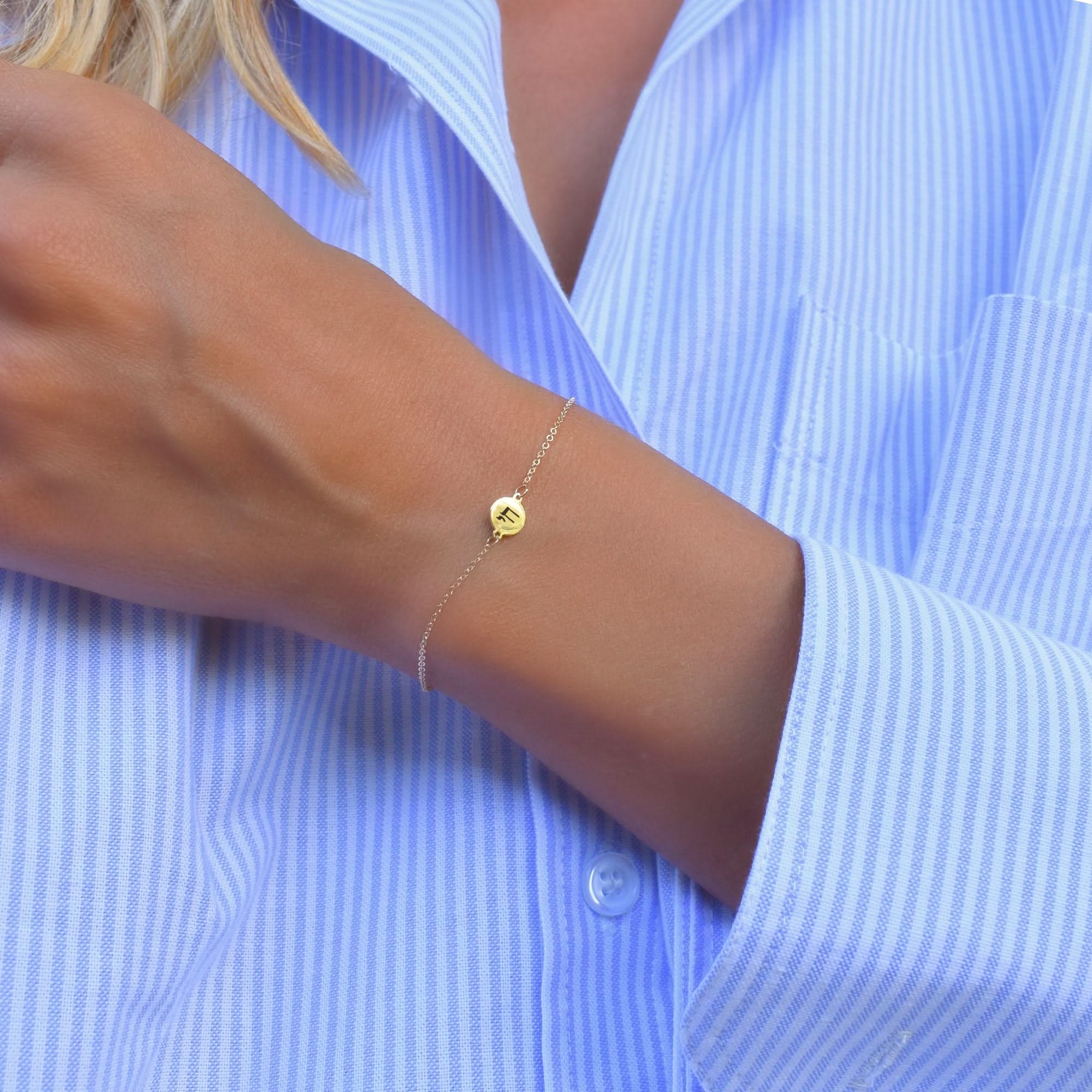 Chai Disc Bracelet in 14k Gold - Image 2