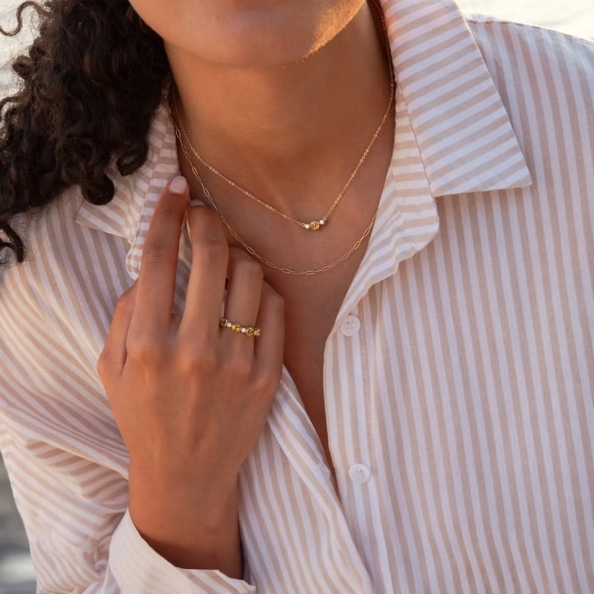 Barrington Citrine Necklace with Diamond Side Stones (November) - Image 2
