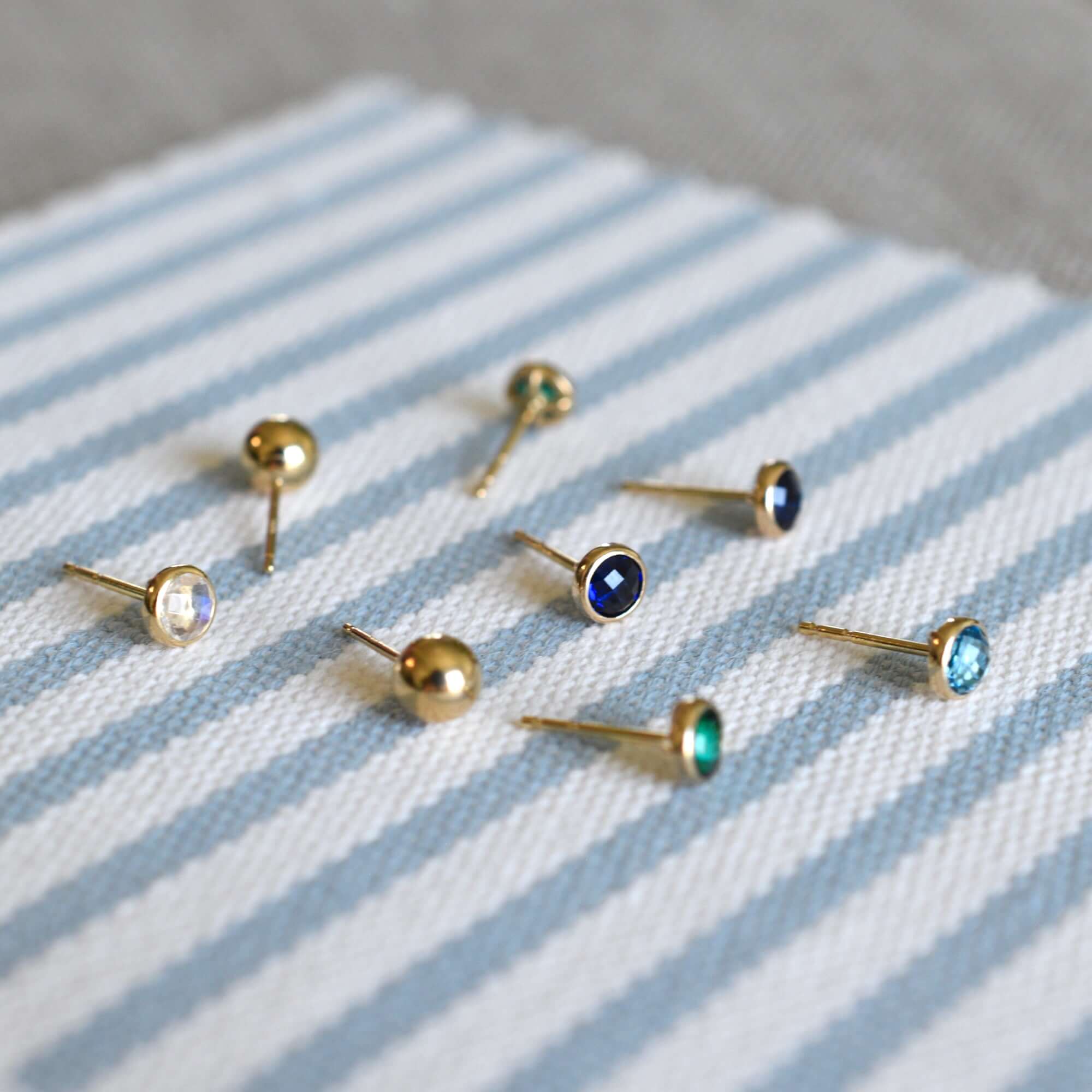 Petite Birthstone Stud Earrings in 14k Gold - Image 5