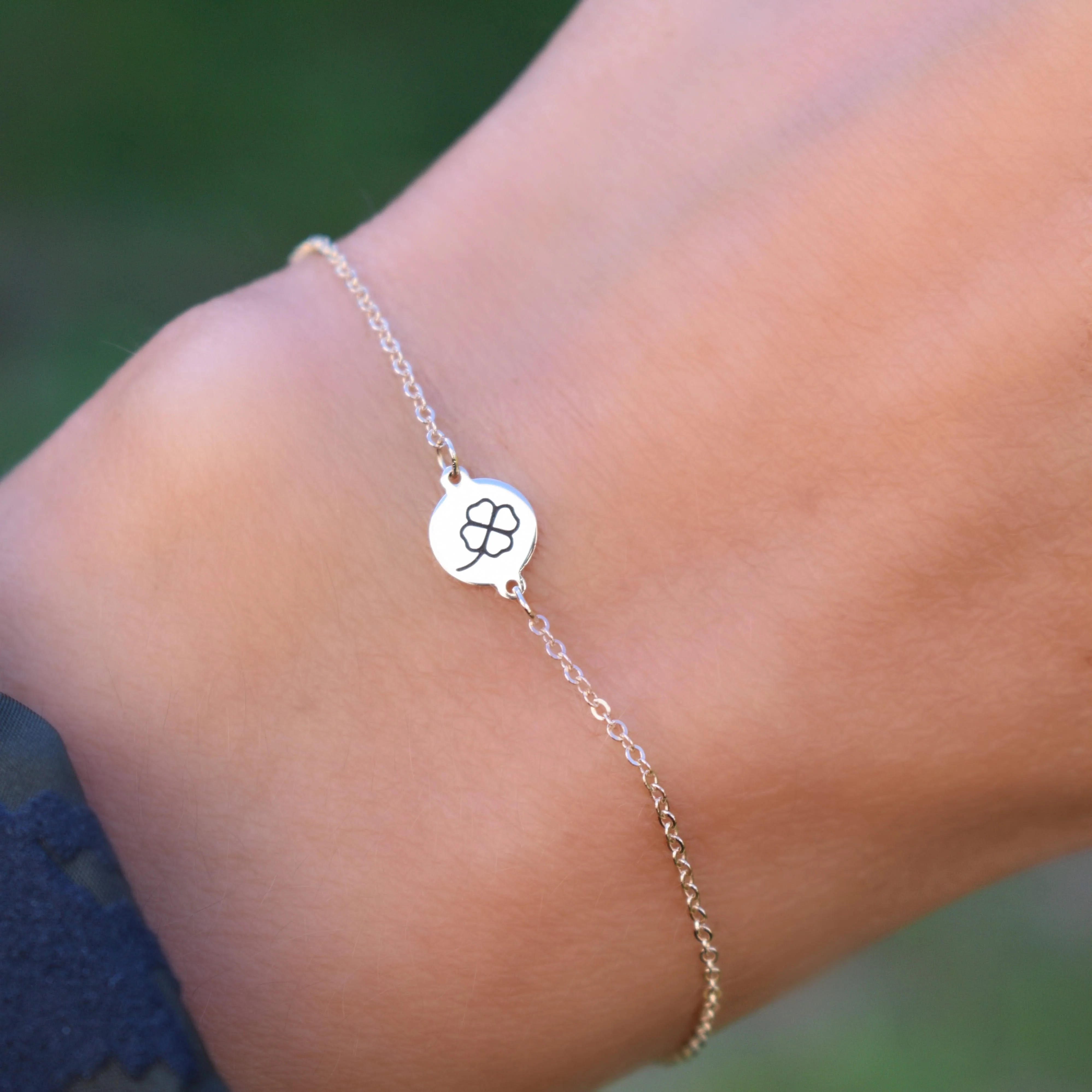 Clover Disc Bracelet in 14k Gold - Image 8