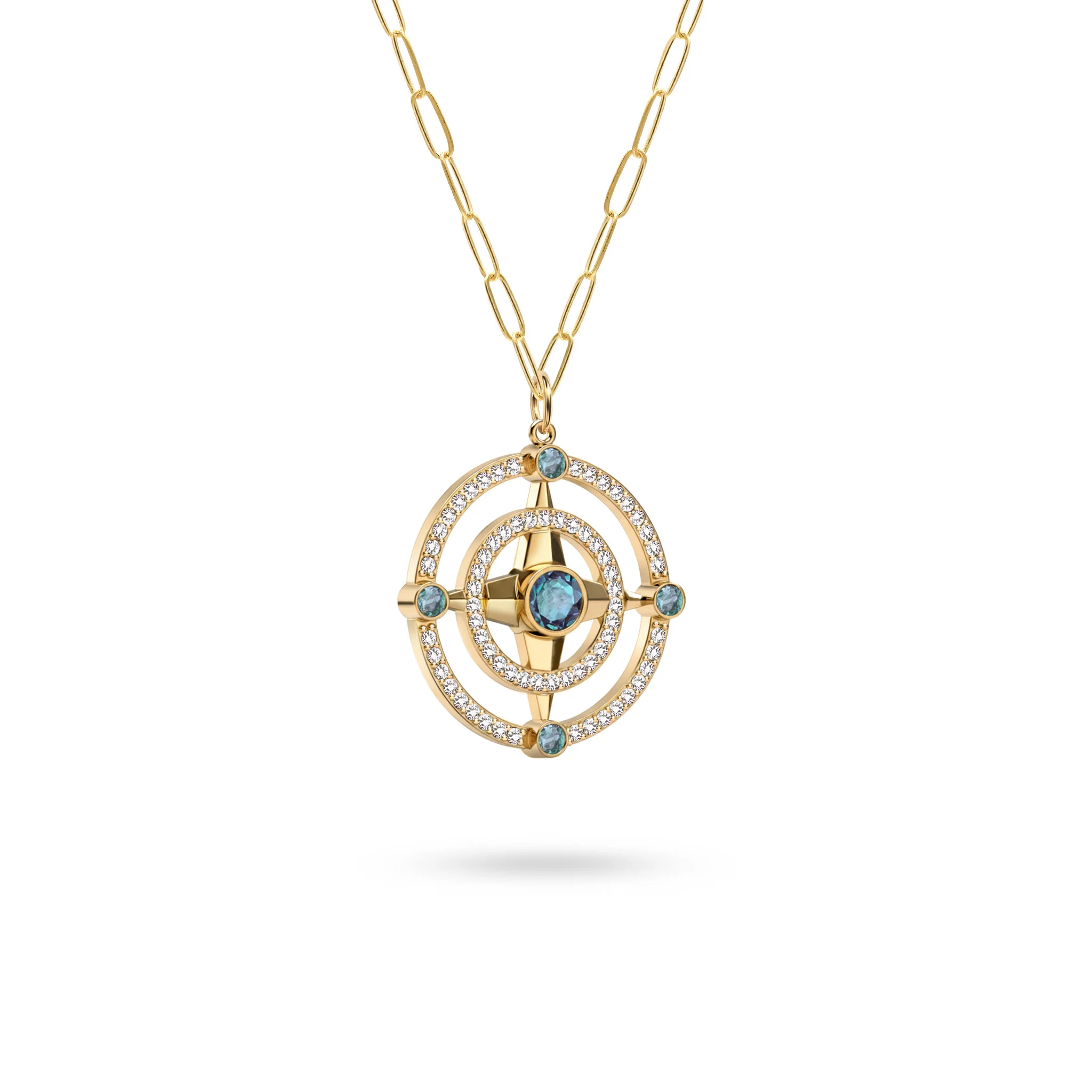 Compass Alexandrite & Diamond Pendant in 14k Gold (June) - Image 4