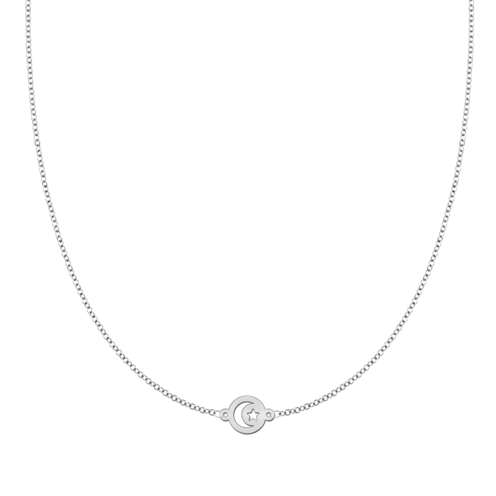 Crescent & Star Disc Necklace in 14k Gold - Image 5