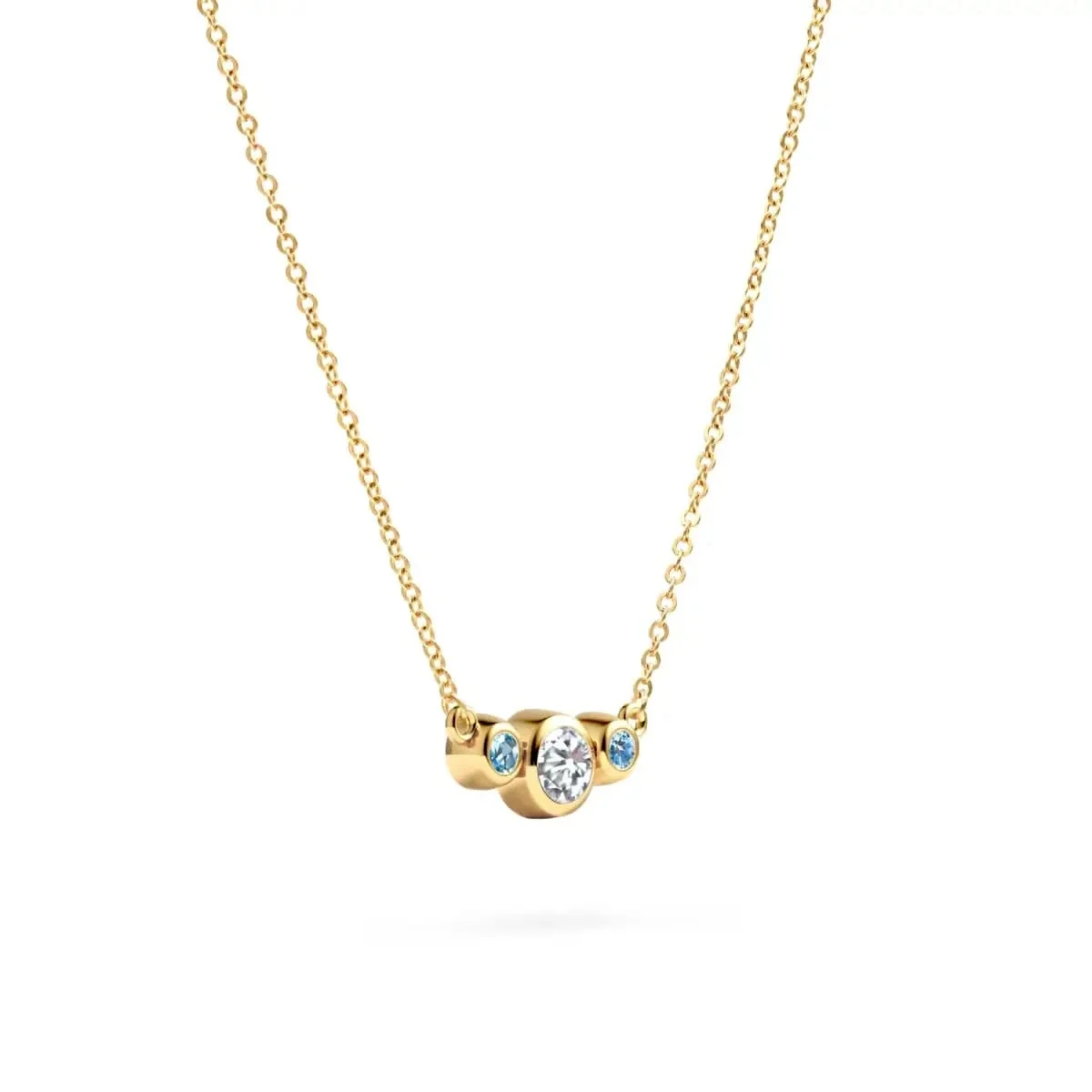 Barrington Diamond Necklace with Nantucket Blue Topaz Side Stones (December) - Image 4
