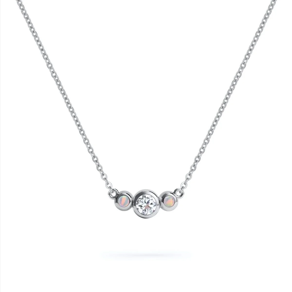 Barrington Diamond Necklace with Opal Side Stones (October) - Image 7