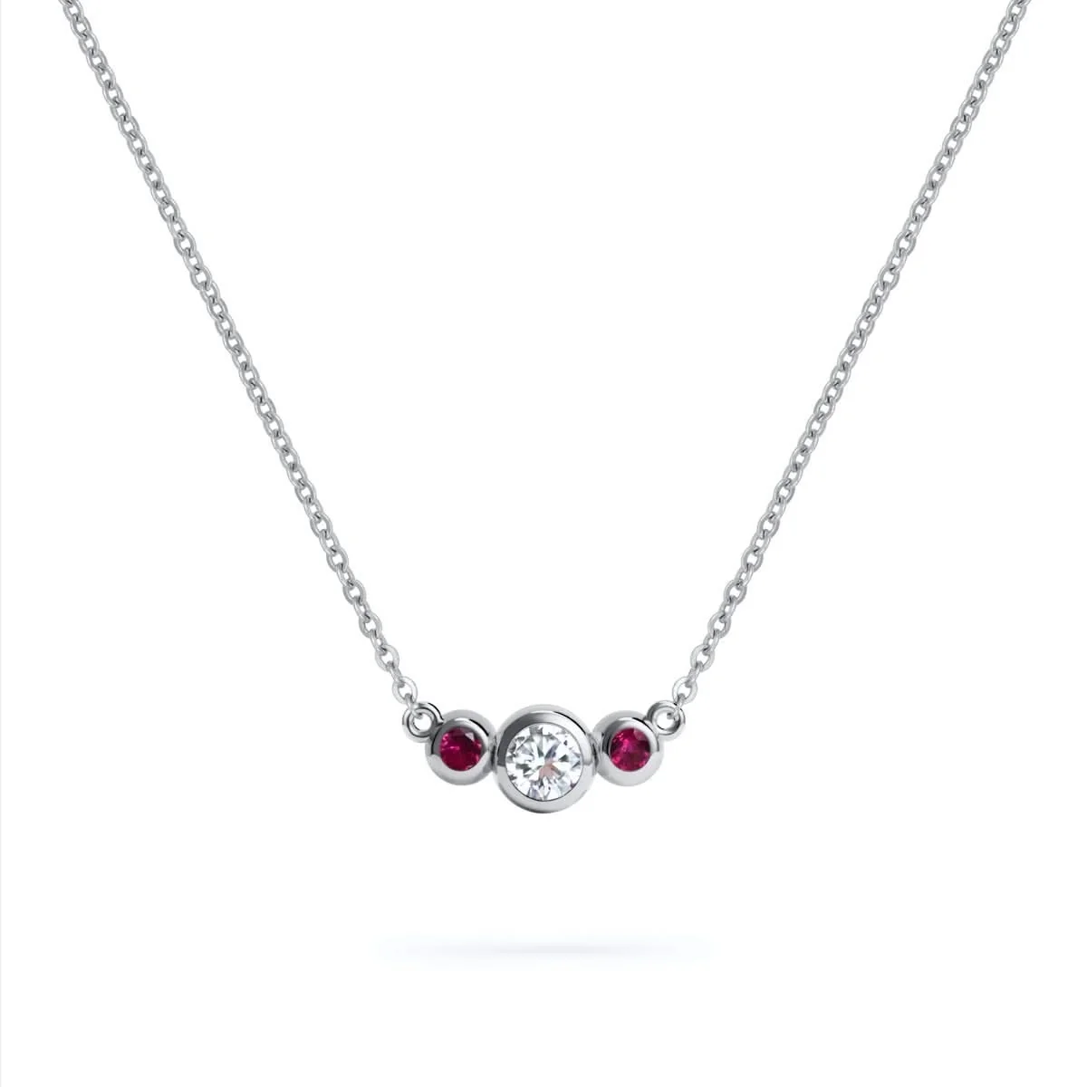 Barrington Diamond Necklace with Ruby Side Stones in 14k Gold (July) - Image 7
