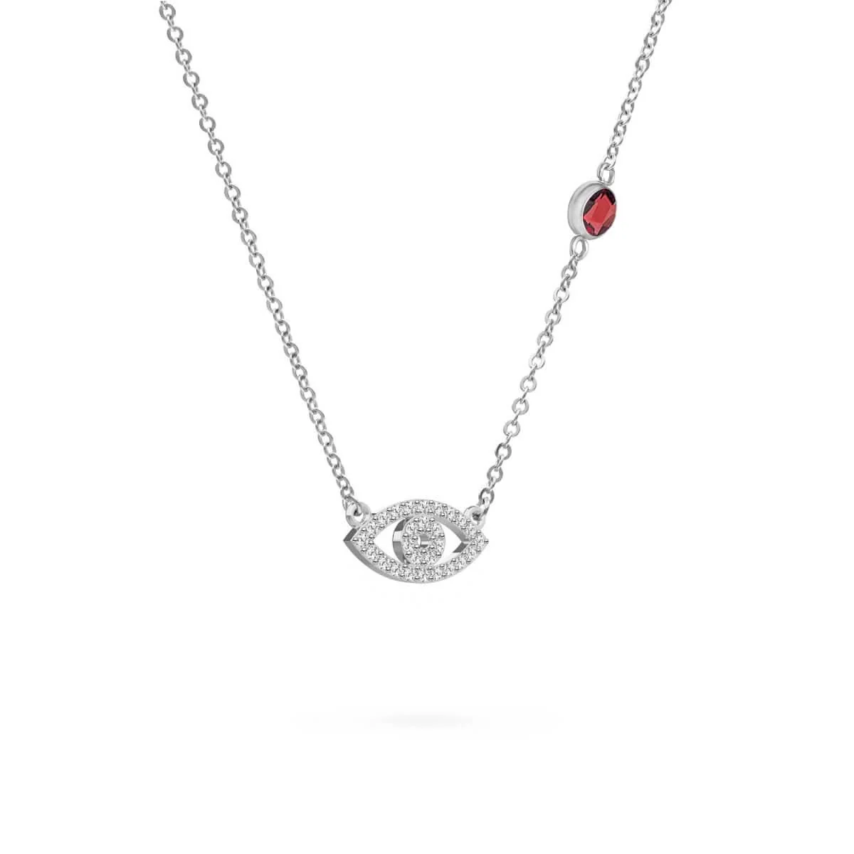 Diamond Evil Eye & Garnet Necklace in 14k Gold (January) - Image 8