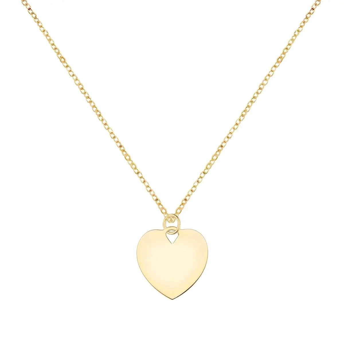 Small Engravable Flat Heart Pendant in 14k Gold (Large Jump Ring) - Image 5