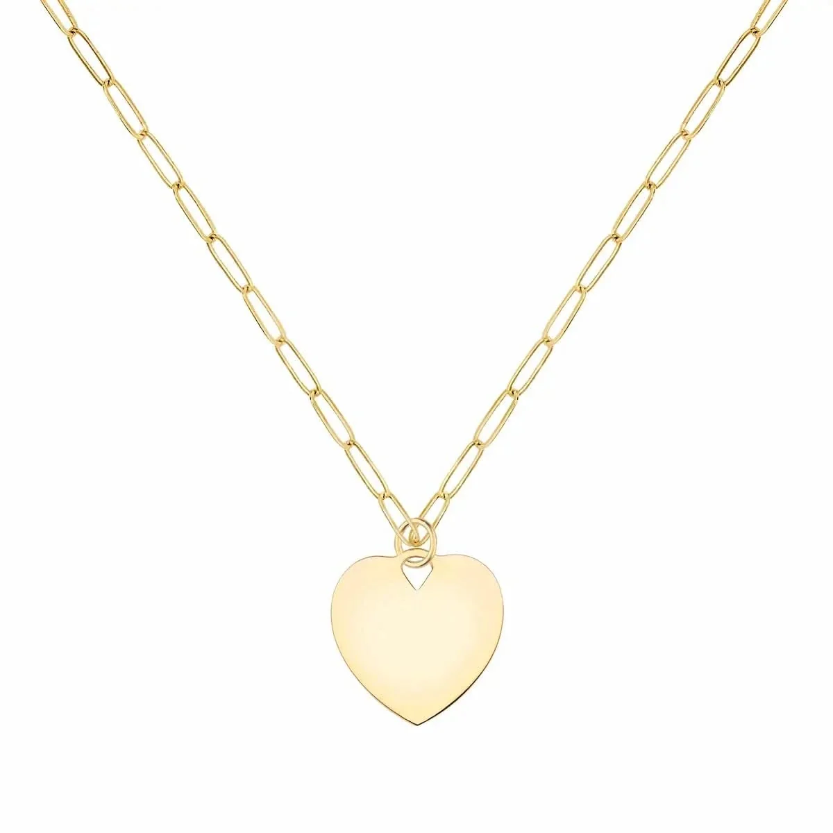 Small Engravable Flat Heart Pendant in 14k Gold (Large Jump Ring) - Image 8