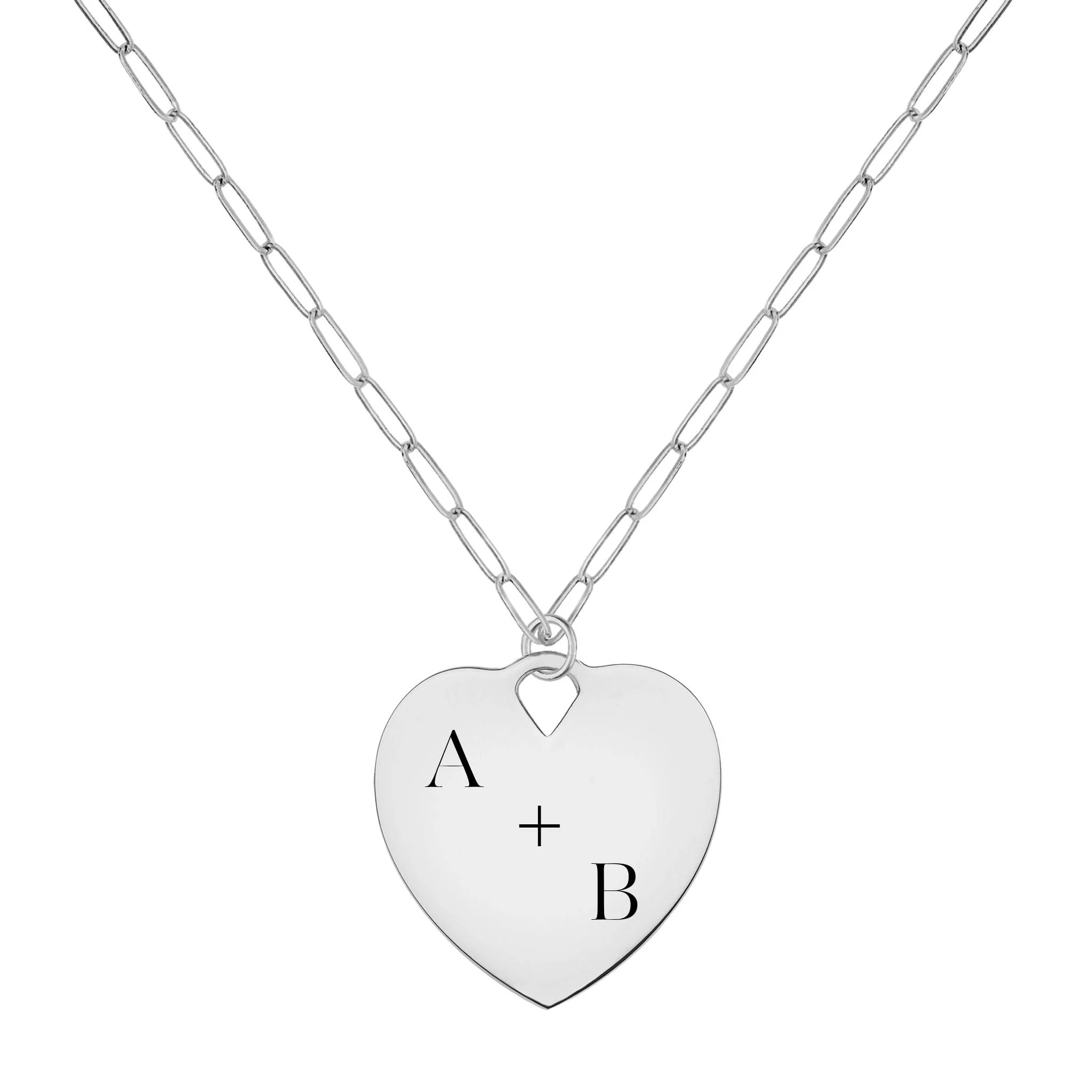 Engravable Large Flat Heart Pendant with Adelaide Mini Chain in 14k Gold - Image 12