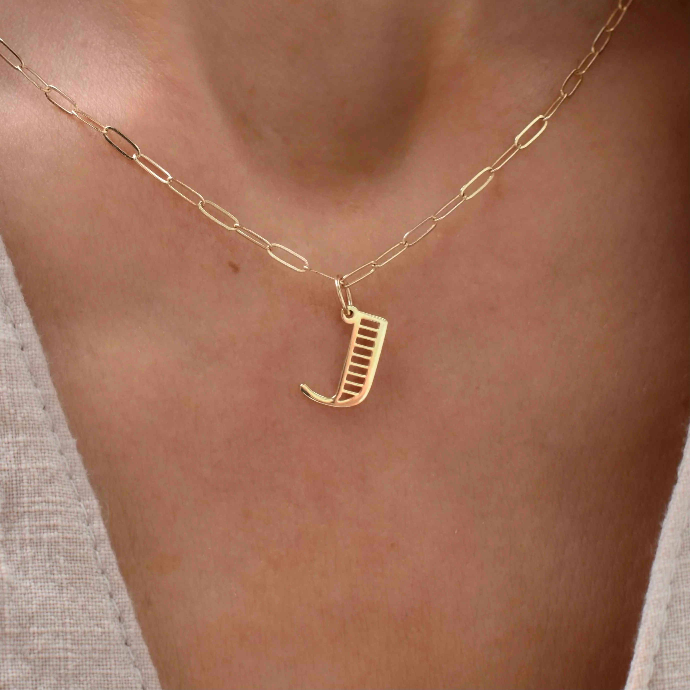 Essex Letter J Pendant in 14k Gold - Image 3