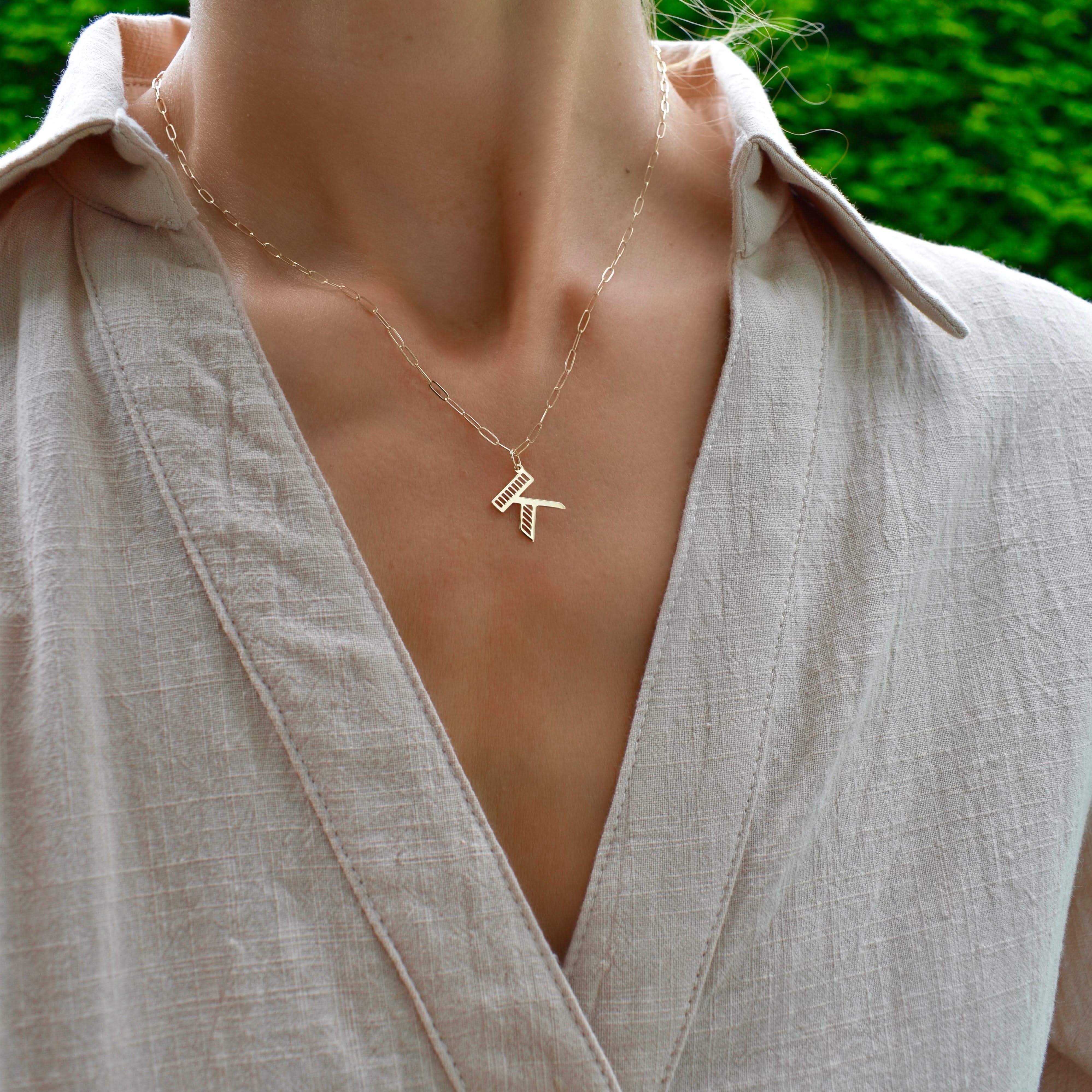 Essex Letter K Pendant in 14k Gold - Image 2