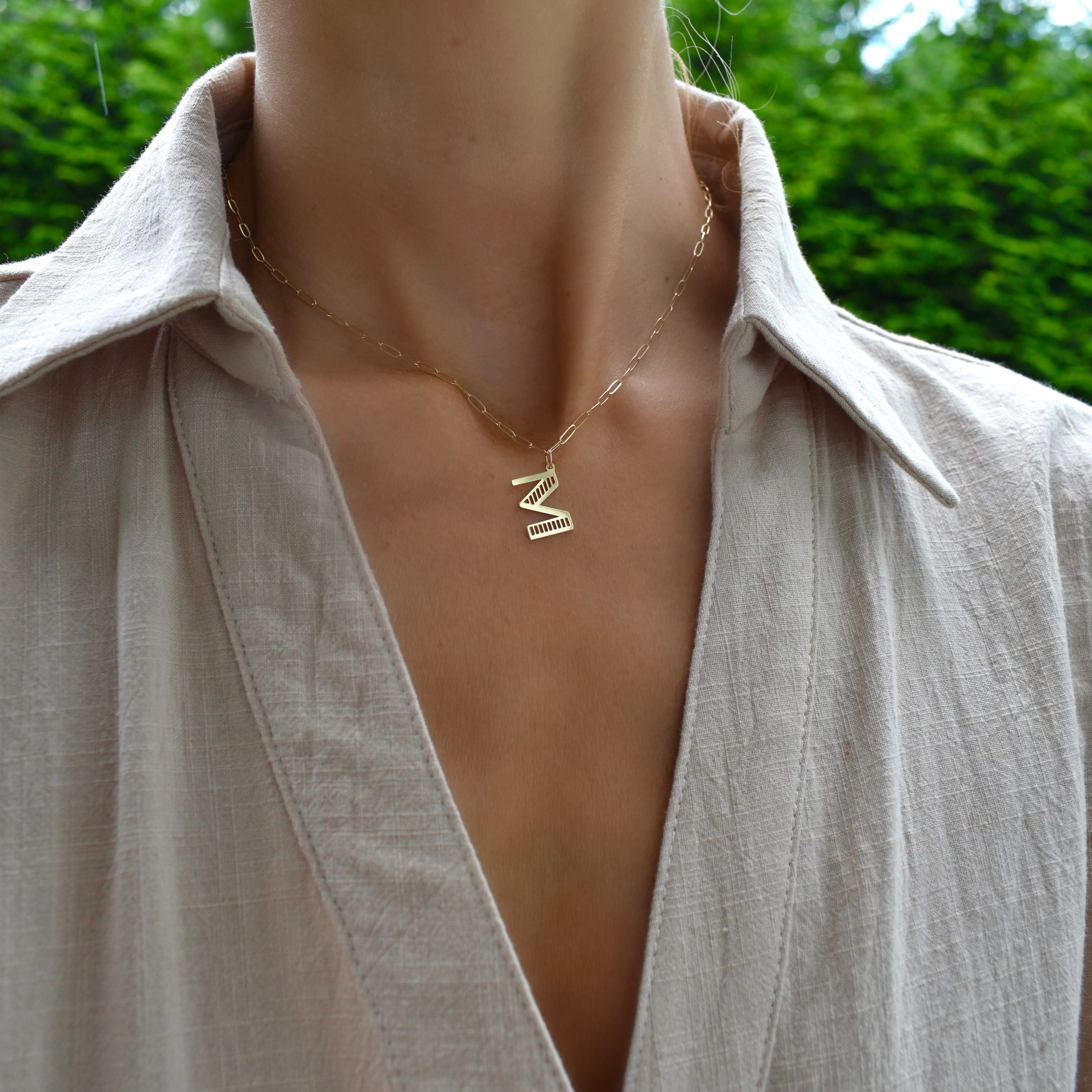 Essex Letter M Pendant in 14k Gold - Image 2