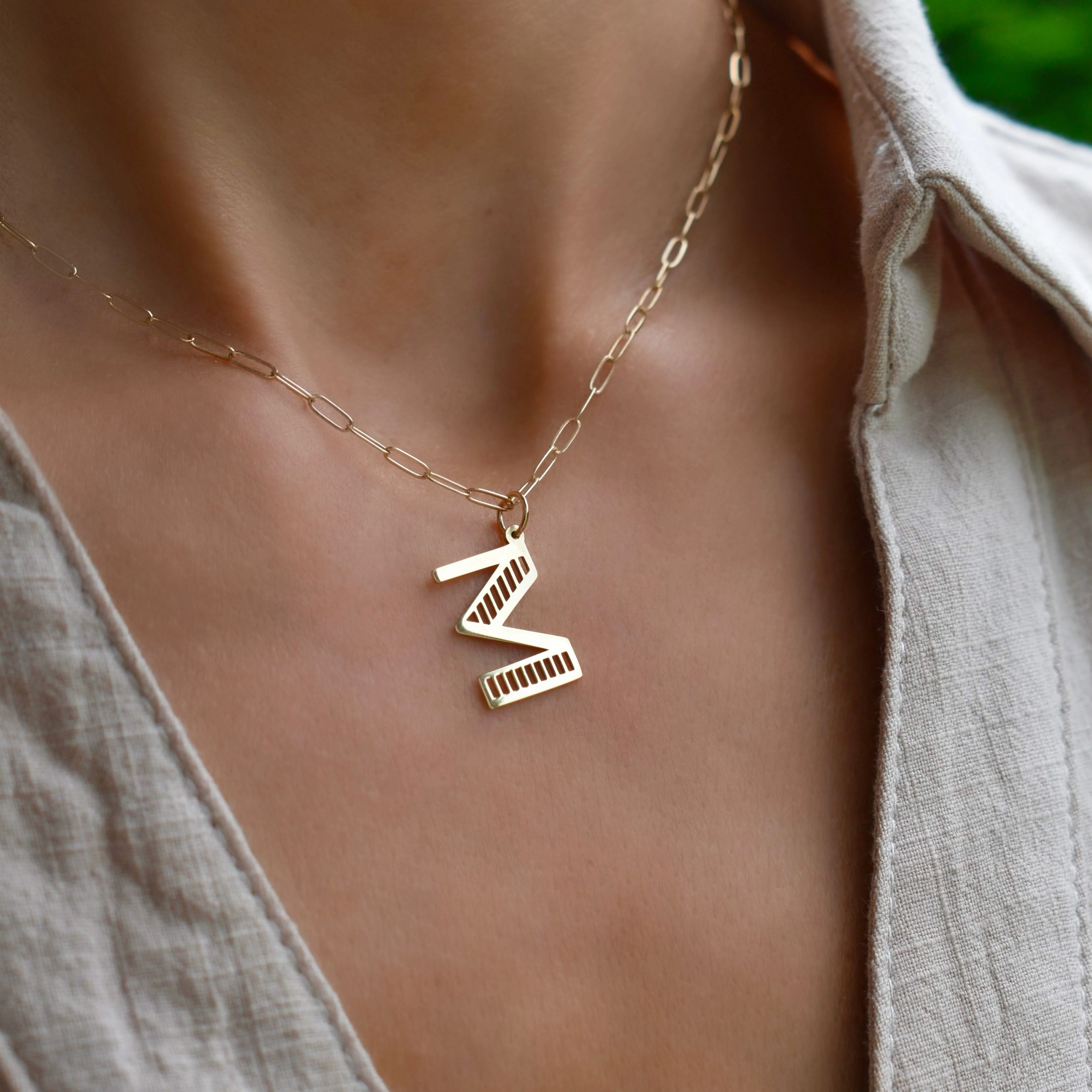 Essex Letter M Pendant in 14k Gold - Image 3