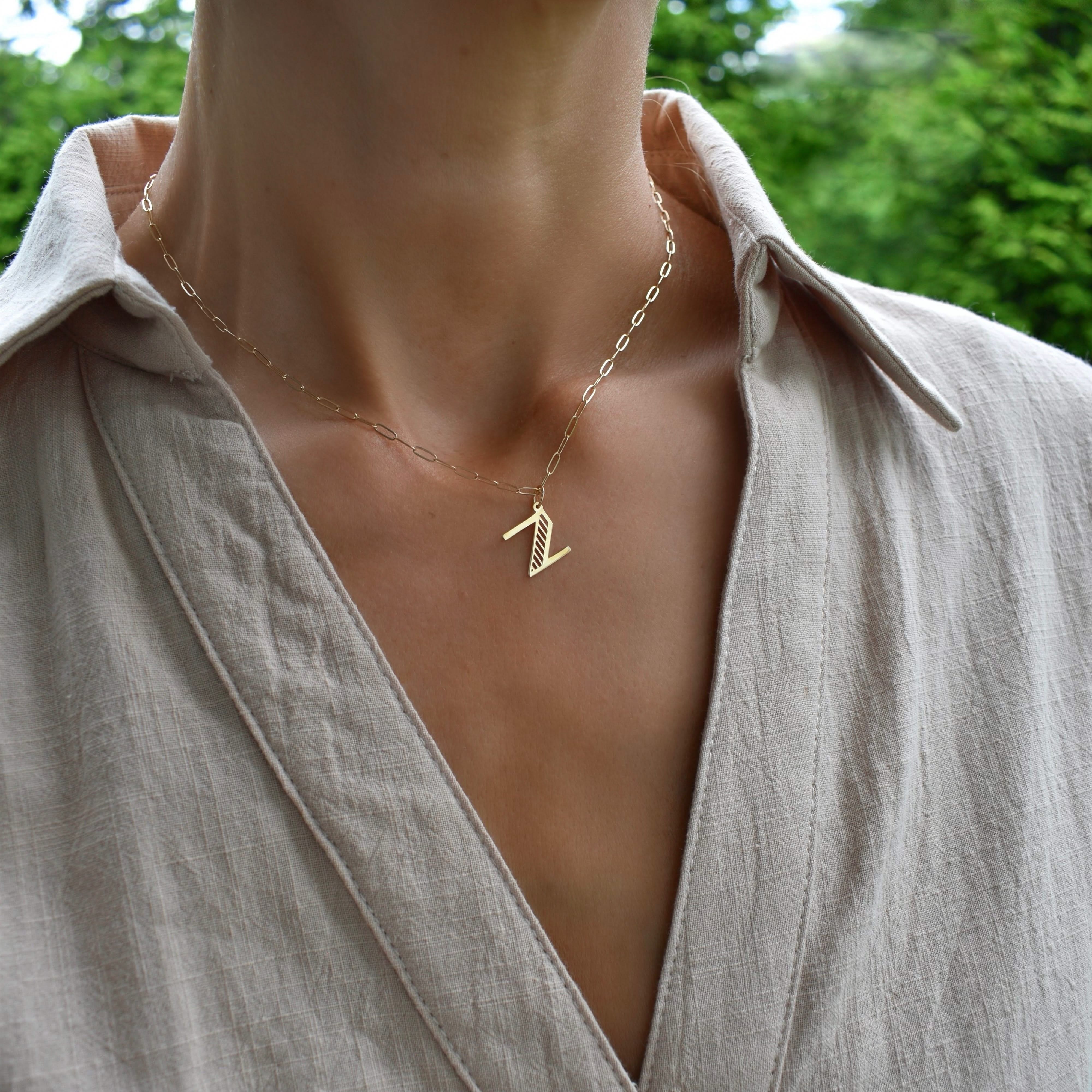 Essex Letter N Pendant in 14k Gold - Image 2