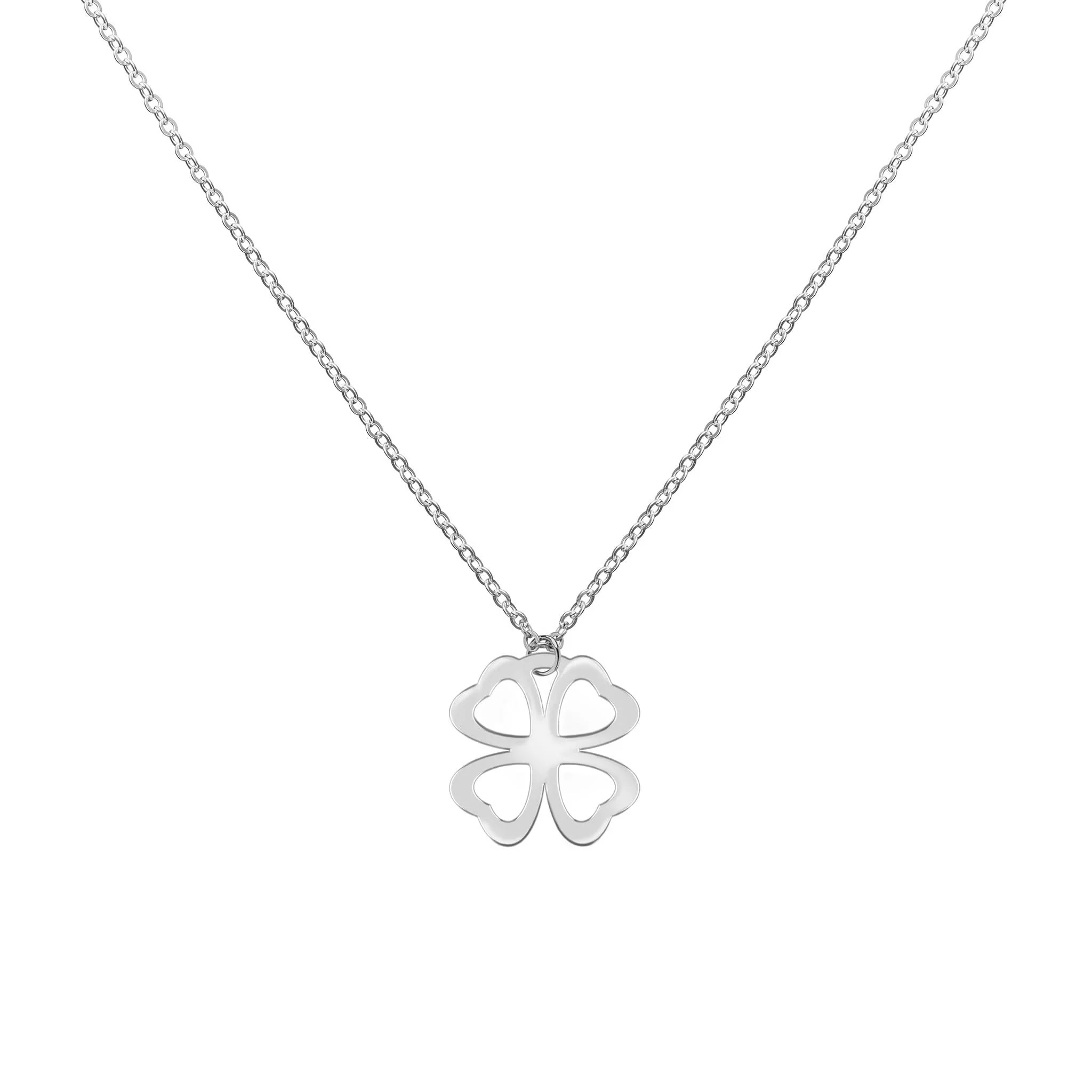 Flat Clover Pendant with Classic Chain in 14k Gold - Image 6