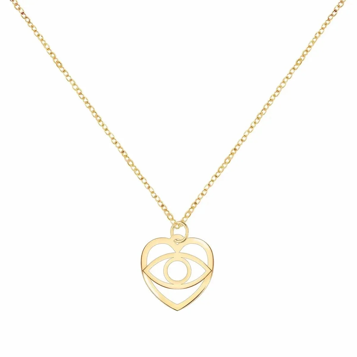 Small Flat Evil Eye Heart Pendant - Image 4