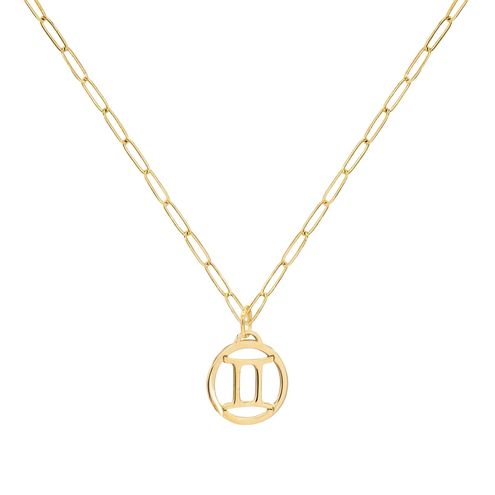 Flat Gemini Pendant with Adelaide Mini Chain in 14k Gold