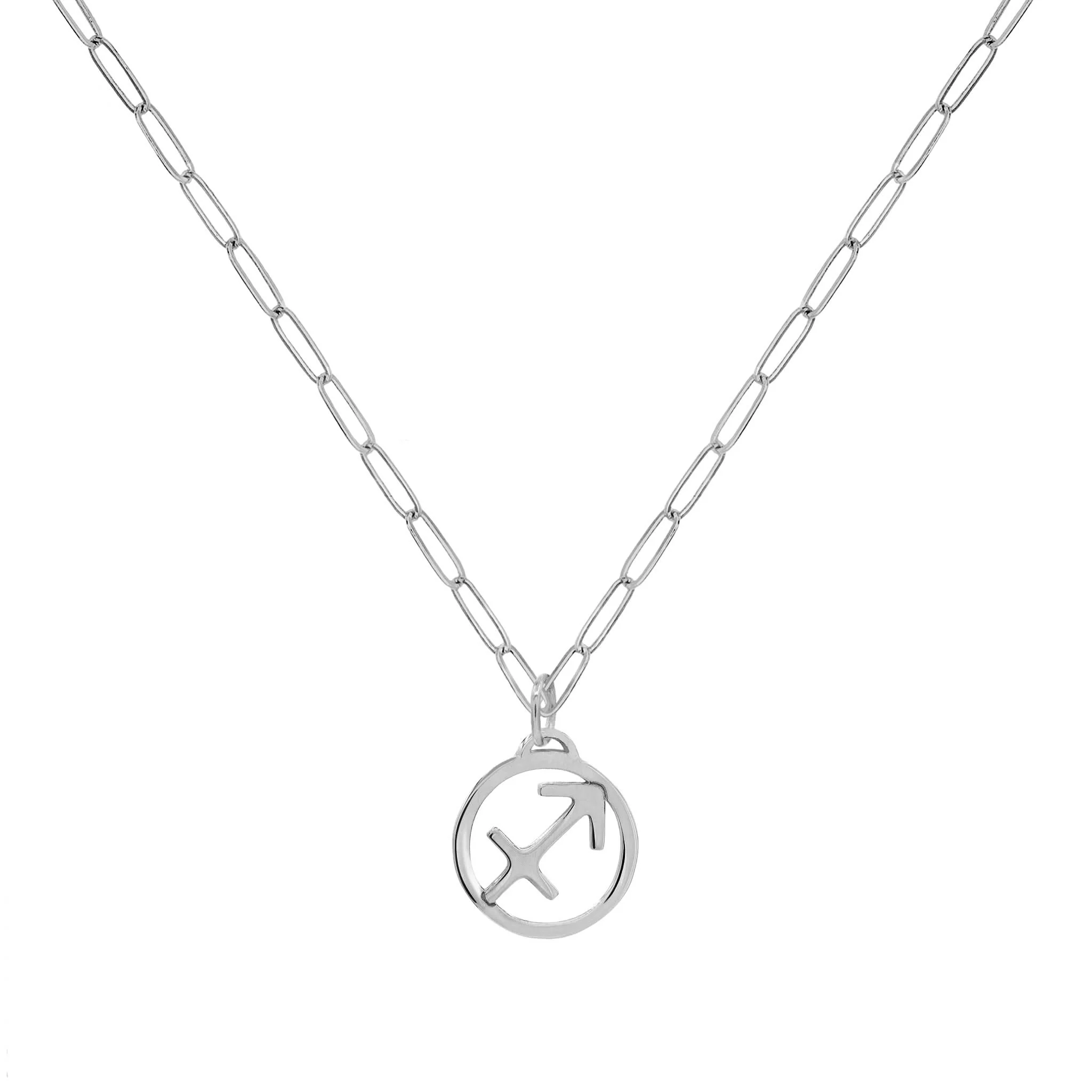 Flat Sagittarius Pendant with Adelaide Mini Chain in 14k Gold - Image 5