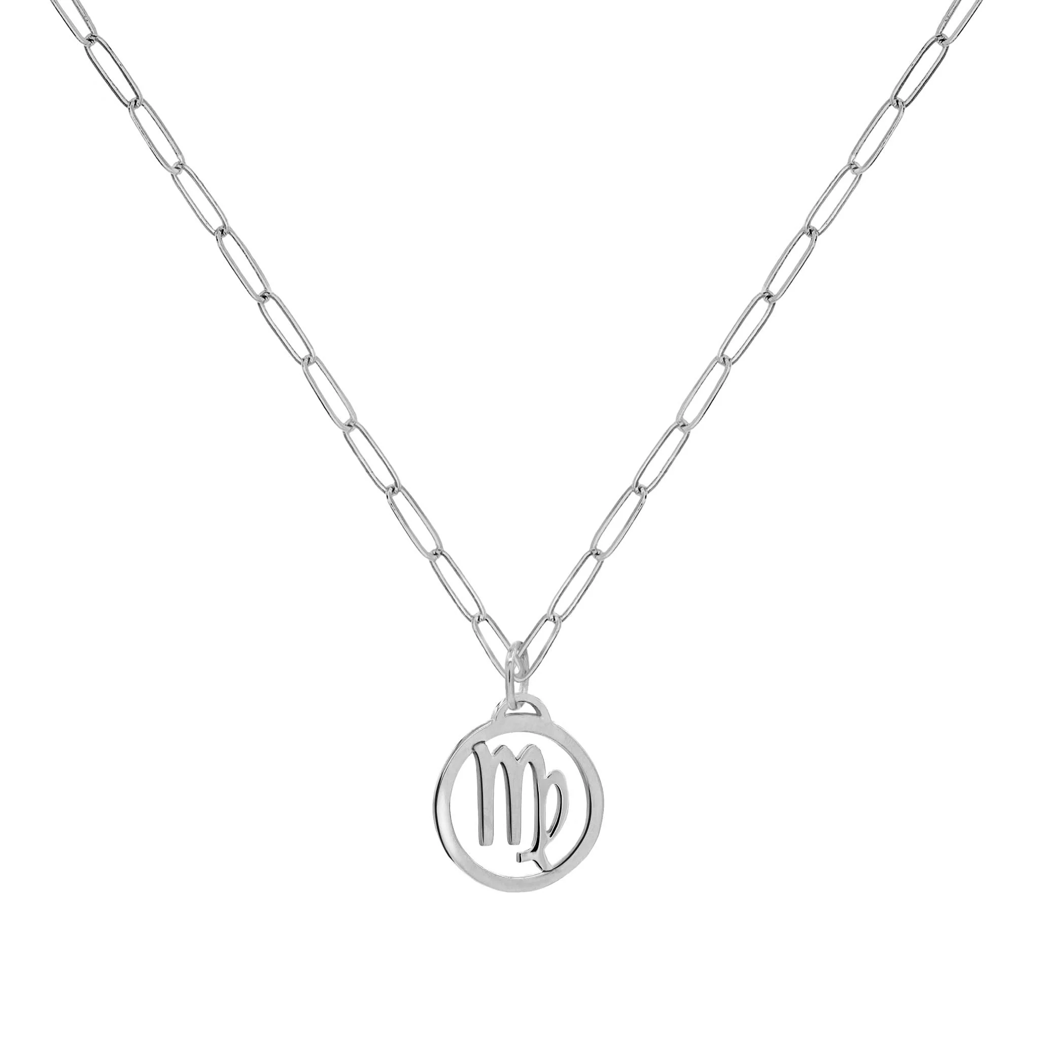 Flat Virgo Pendant with Adelaide Mini Chain in 14k Gold - Image 5