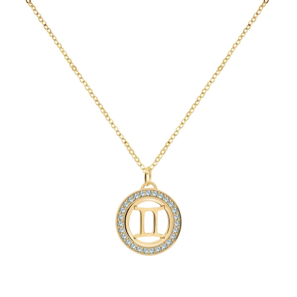 Gemini & Birthstone Pendant in 14k Gold - Image 5