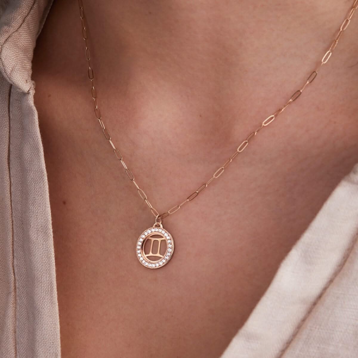 Gemini & Birthstone Pendant in 14k Gold - Image 6
