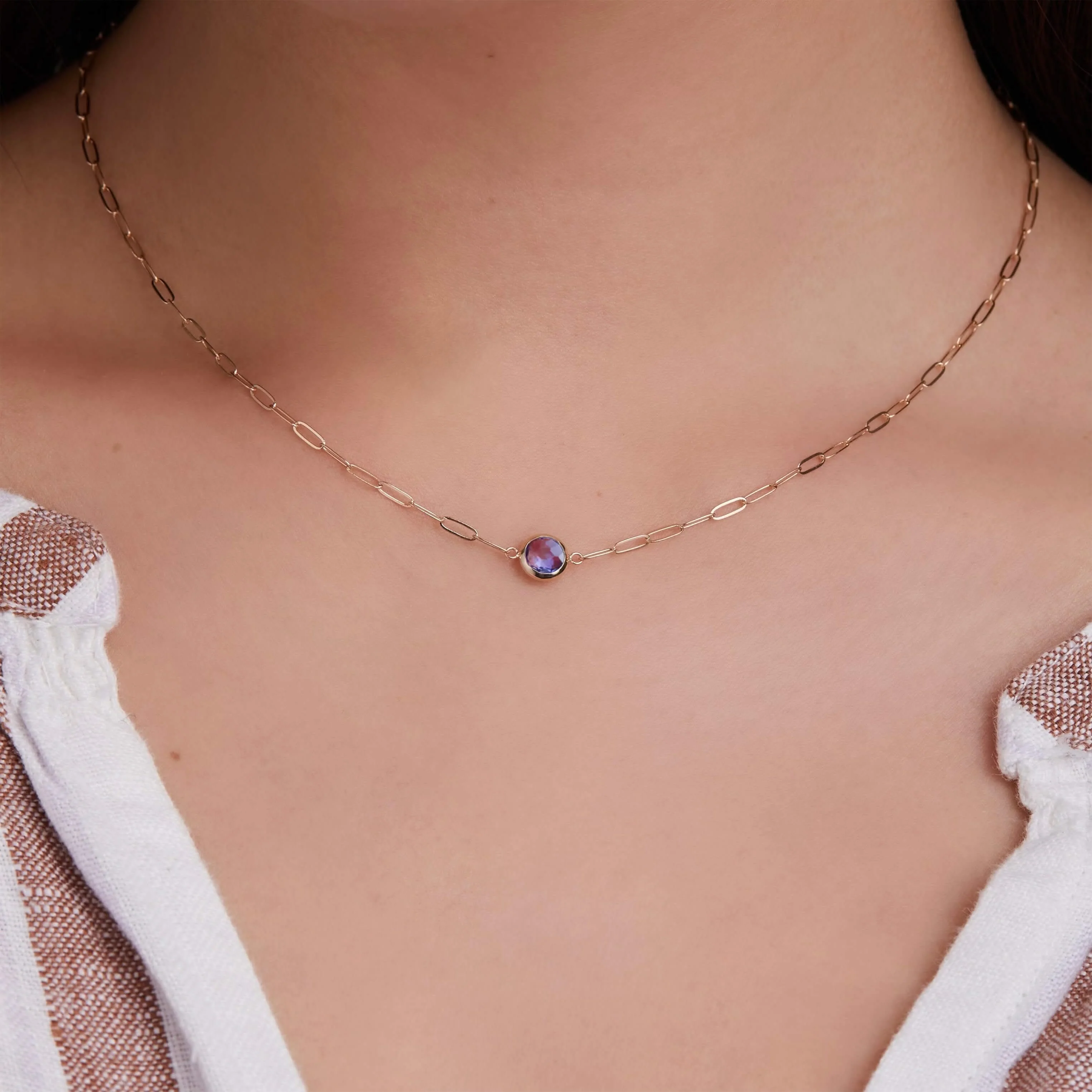 Grand 1 Amethyst Adelaide Mini Necklace in 14k Gold (February) - Image 3