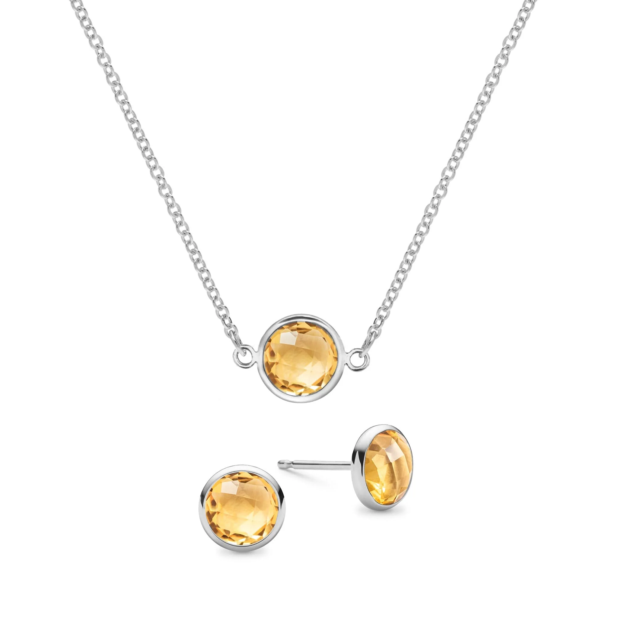 Grand 1 Citrine Necklace and Earrings Set in 14k Gold (November) - Image 8