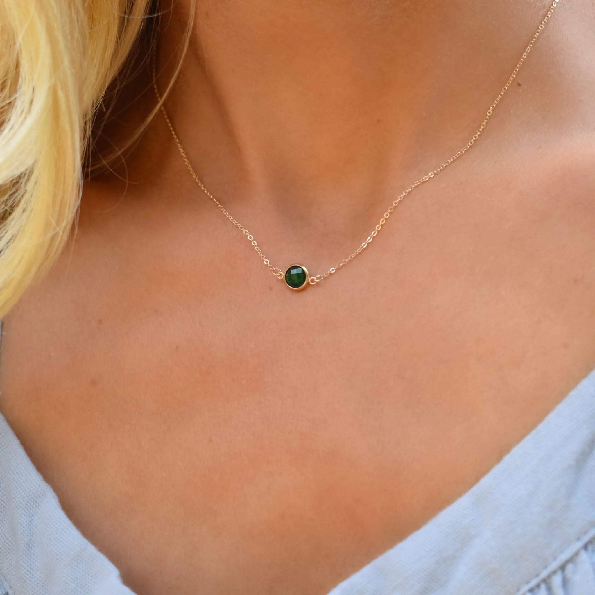 Grand 1 Emerald Necklace and Earrings Set in 14k Gold (May) - Image 11