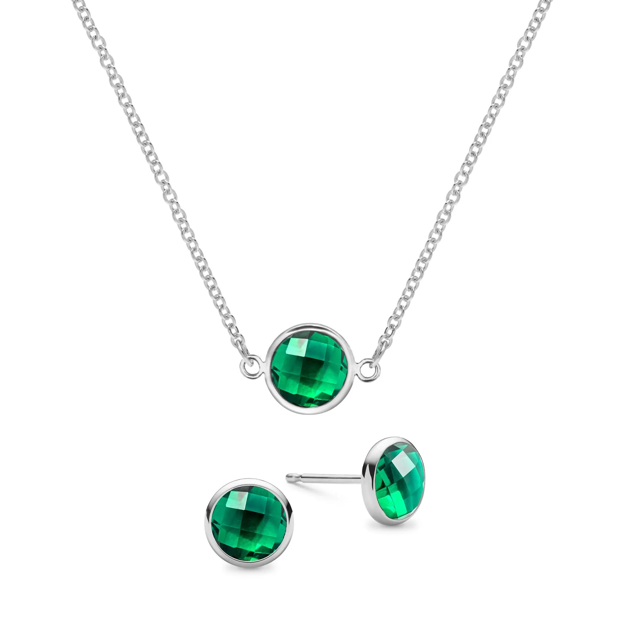 Grand 1 Emerald Necklace and Earrings Set in 14k Gold (May) - Image 9