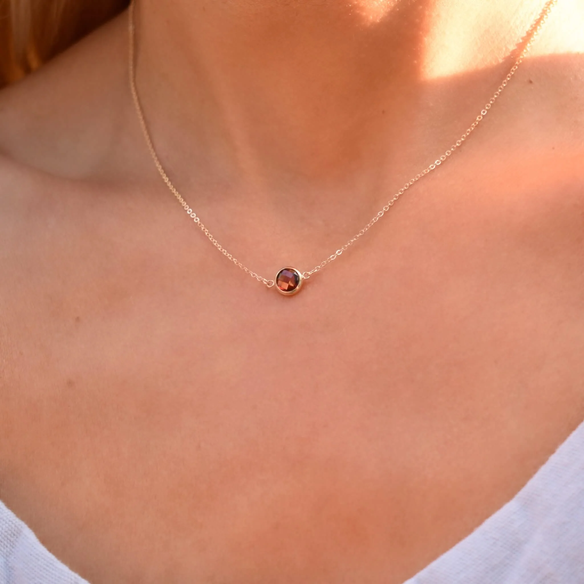 Grand 1 Garnet Necklace and Earrings Set in 14k Gold (January) - Image 12