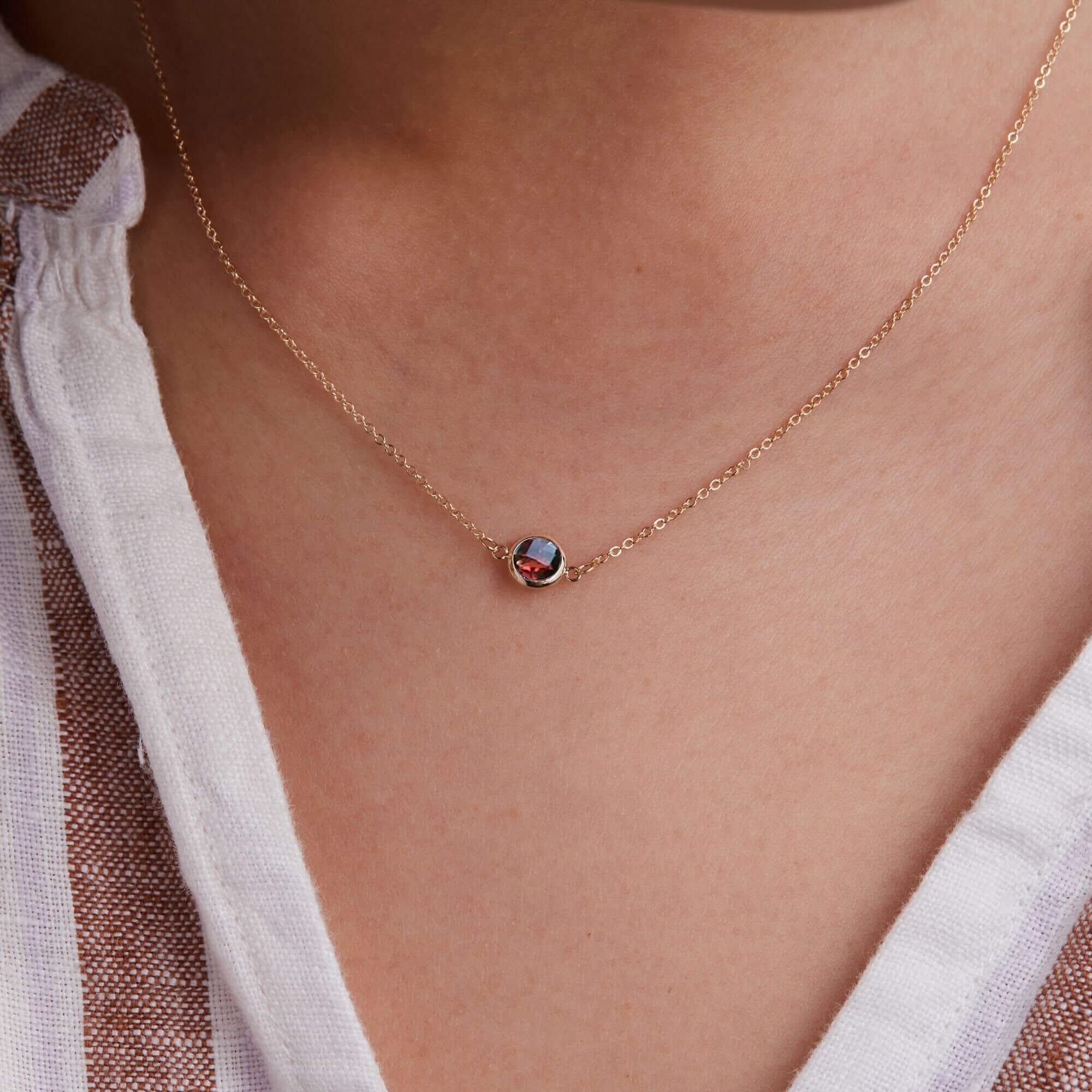 Grand 1 Garnet Necklace in 14k Gold (January) - Image 6