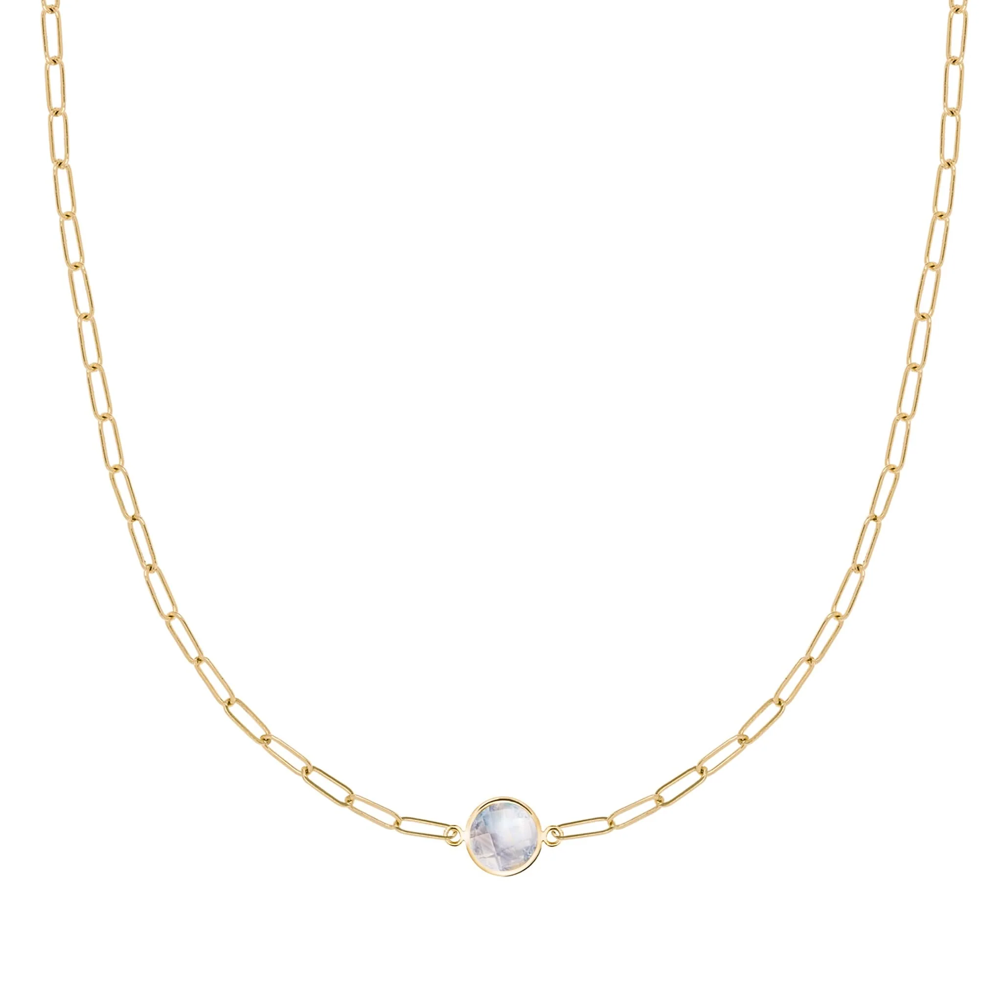Grand 1 Moonstone Adelaide Mini Necklace in 14k Gold (June)