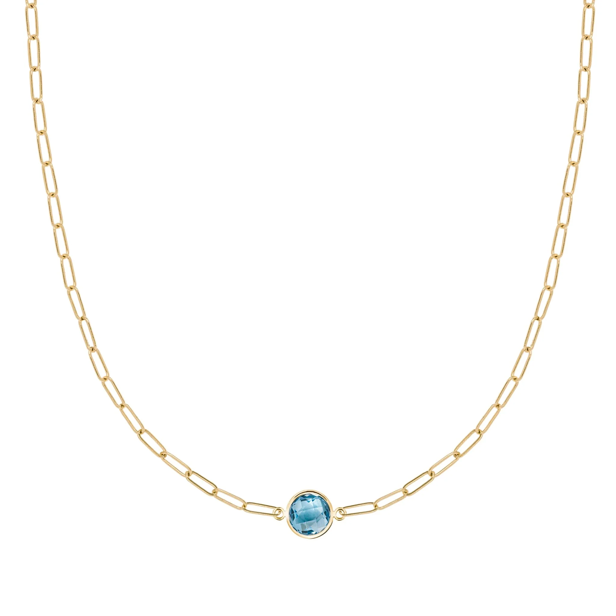 Grand 1 Nantucket Blue Topaz Adelaide Mini Necklace in 14k Gold (December)