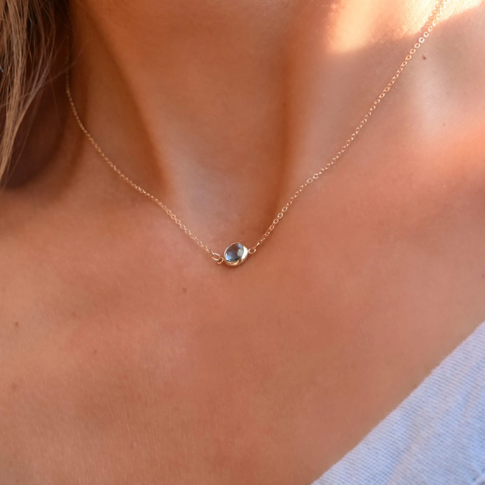 Grand 1 Nantucket Blue Topaz Necklace and Earrings Set in 14k Gold (December) - Image 11