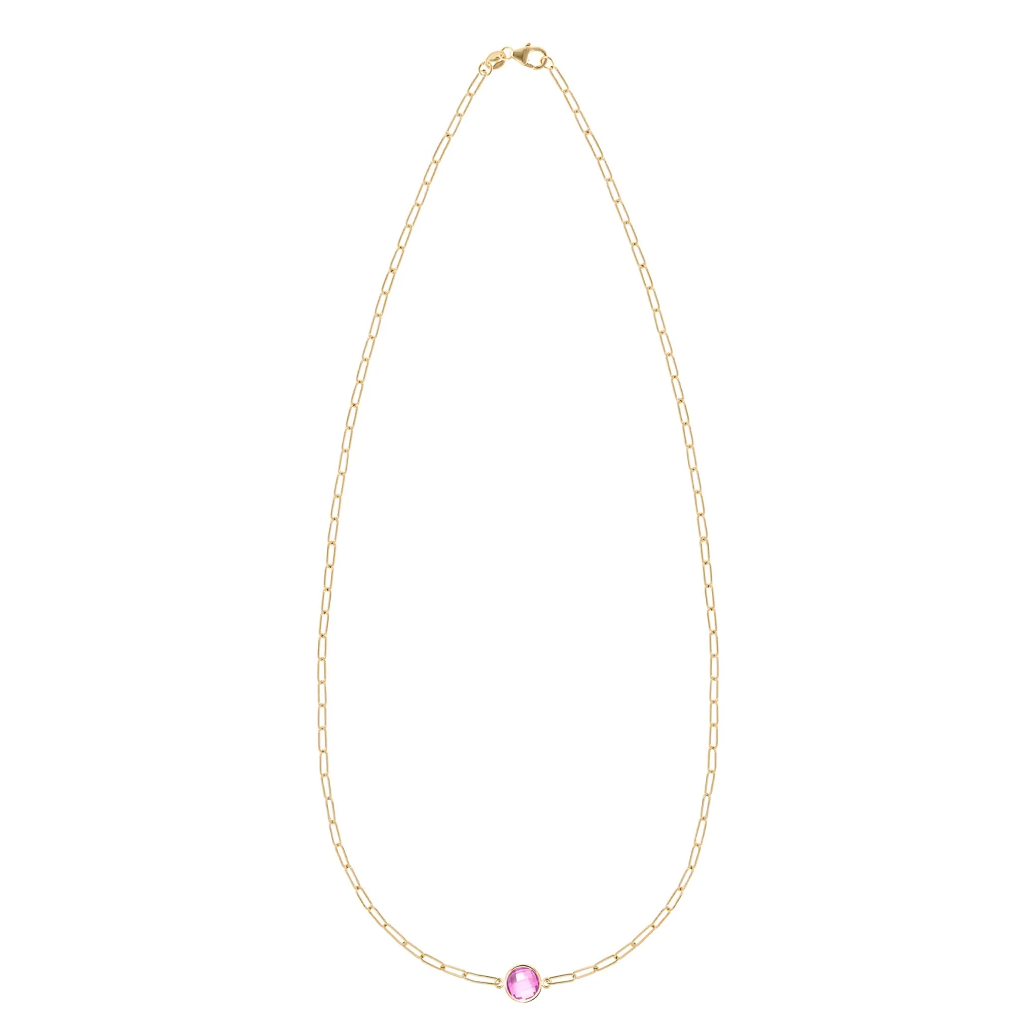 Grand 1 Pink Sapphire Adelaide Mini Necklace in 14k Gold (October) - Image 4