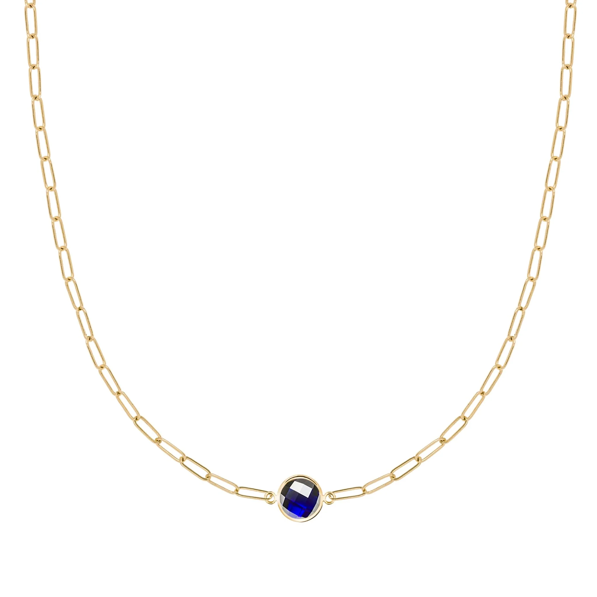 Grand 1 Sapphire Adelaide Mini Necklace in 14k Gold (September)